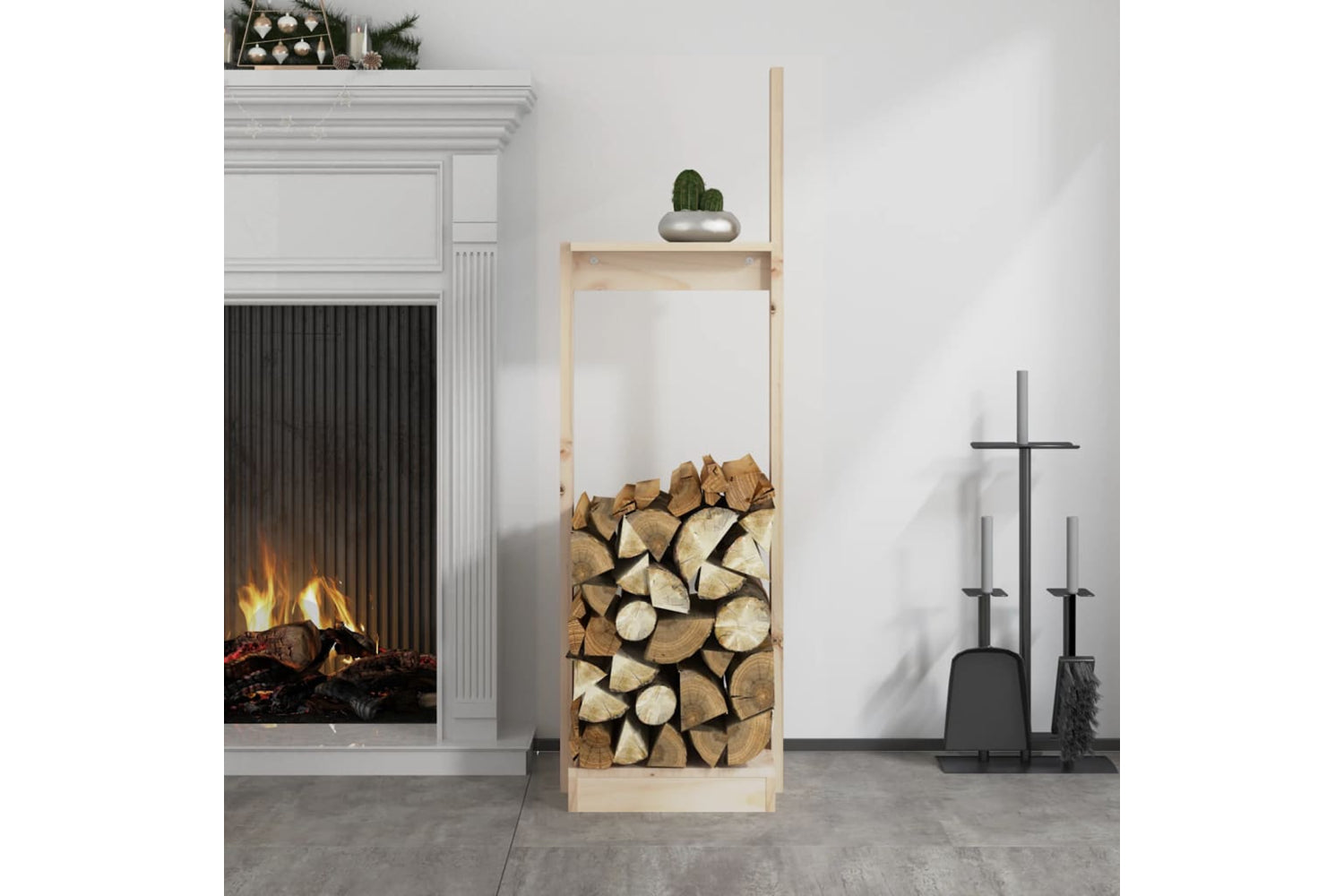 vidaXL 822616 Log Holder 33.5x30x110cm Solid Wood Pine-2