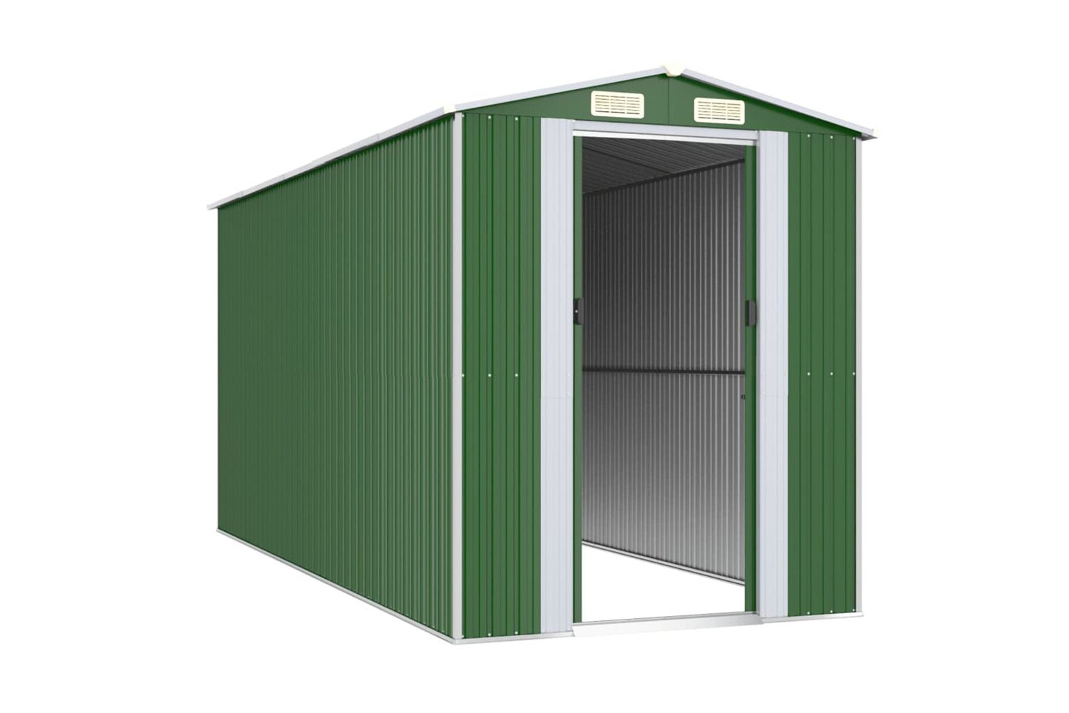 vidaXL 3147430 Garden Shed Green 192x440x223cm Galvanised Steel-2