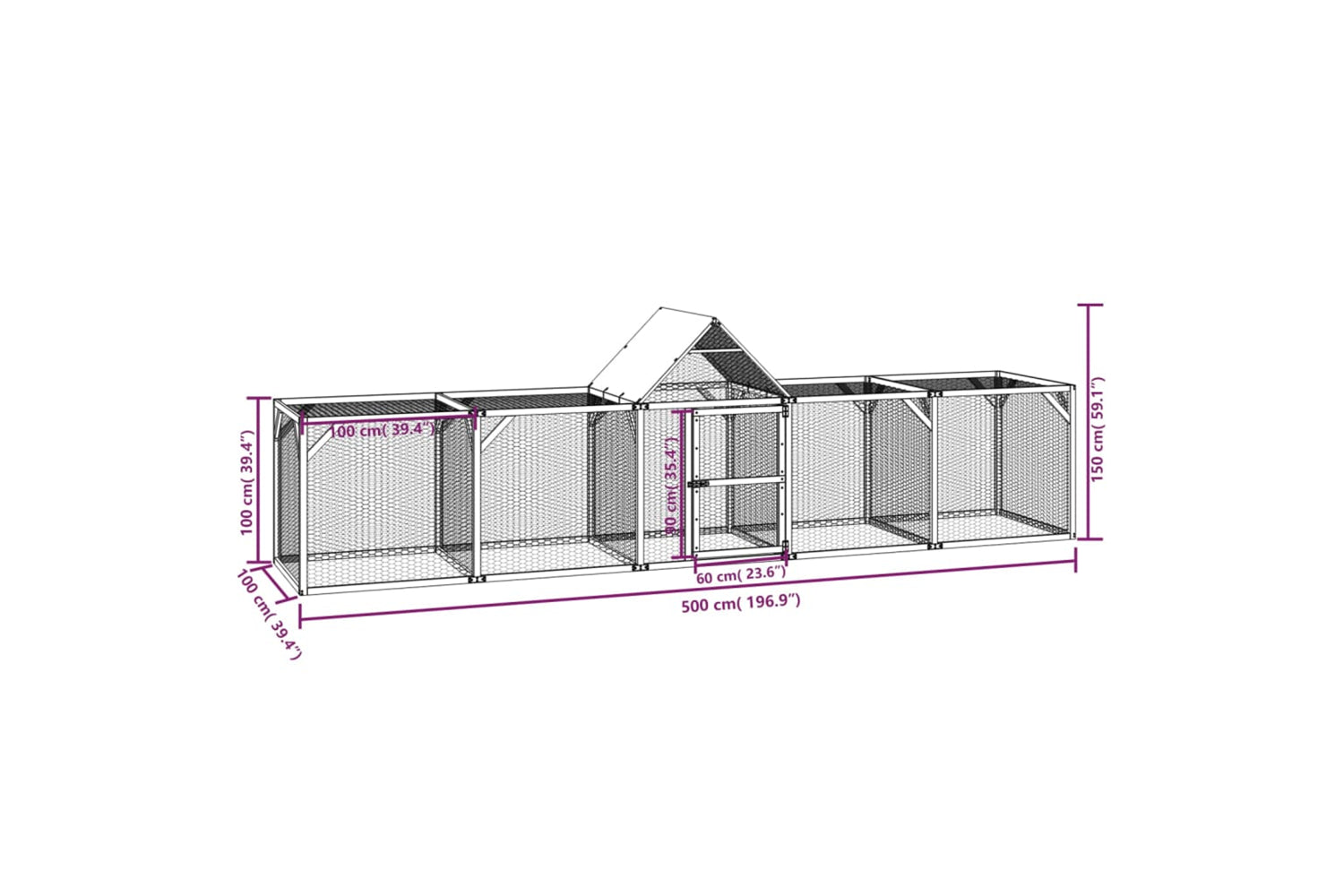 vidaXL 3102983 Chicken Coop 500x100x150cm Impregnated Solid Wood Pine-5