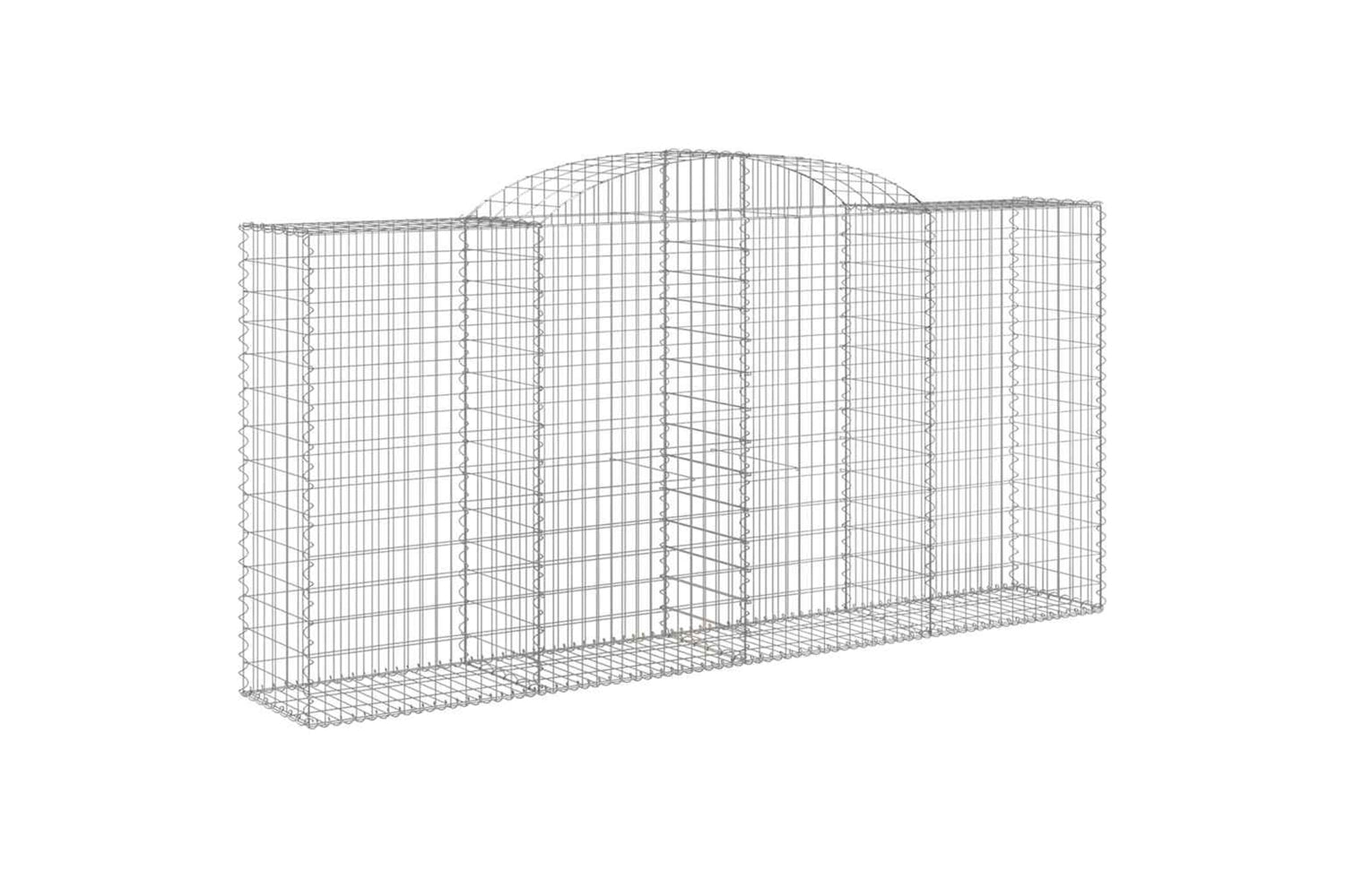 vidaXL 3146737 Arched Gabion Baskets 2 Pcs 300x50x140/160cm Galvanised Iron-2