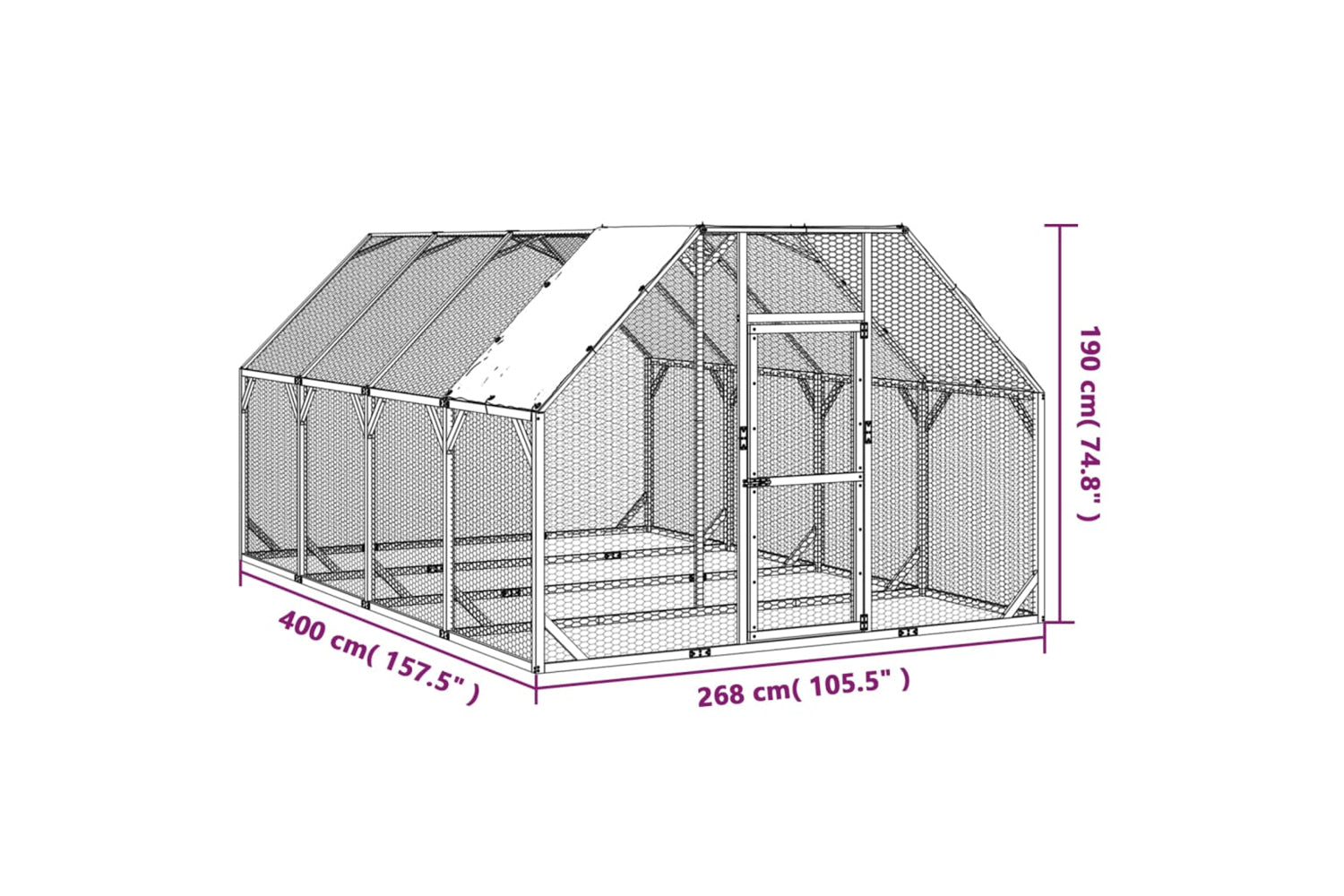 vidaXL 3102990 Chicken Coop 268x400x190cm Impregnated Solid Wood Pine-6