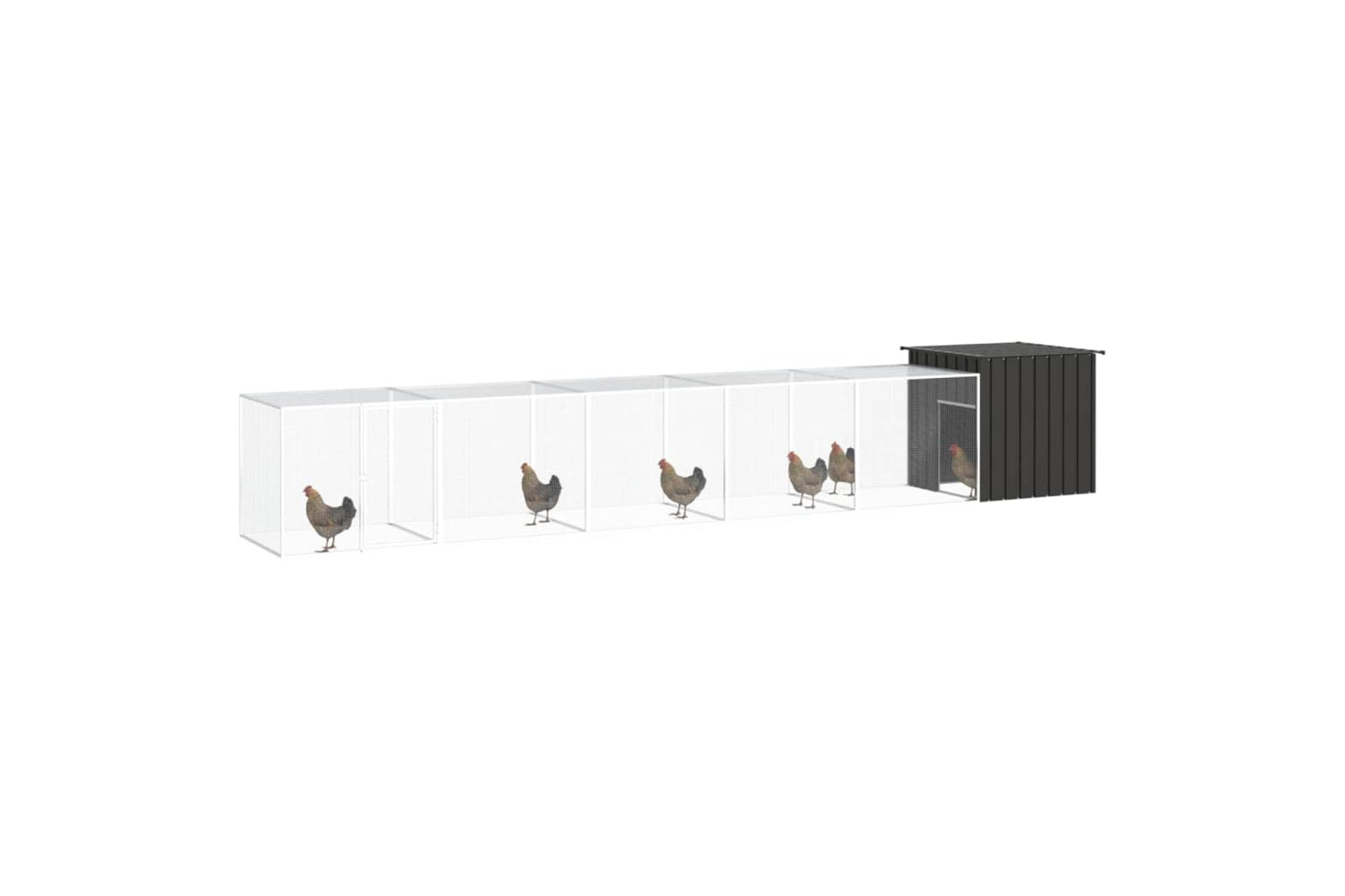 vidaXL 3106455 Chicken Cage Anthracite 600x91x100cm Galvanised Steel-2