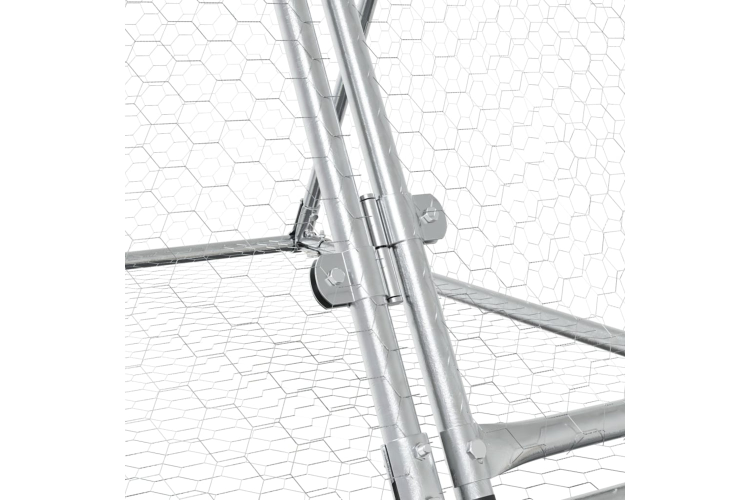 vidaXL 3281530 Rabbit Cage Silver 200x105x91cm Galvanised Steel-8