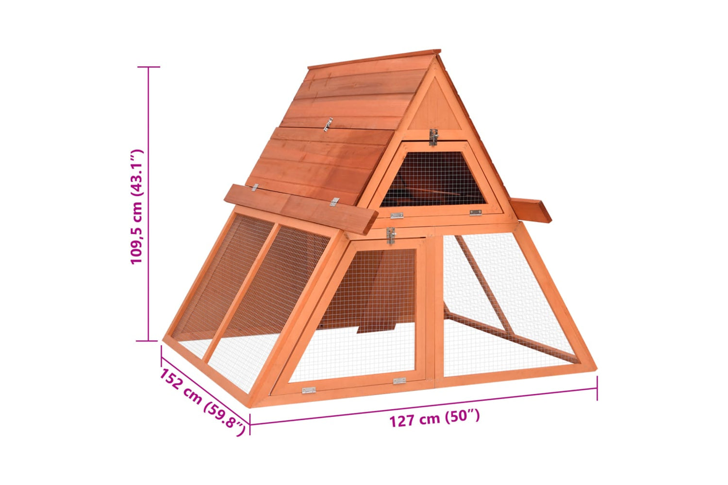 vidaXL 171458 Rabbit Hutch 152x127x109.5cm Solid Firwood-8