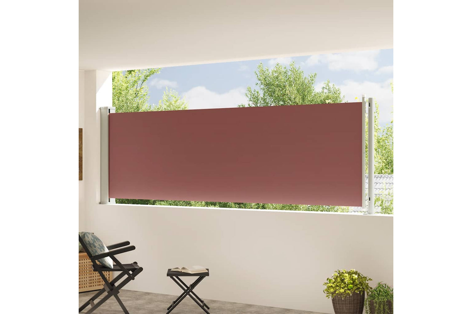 vidaXL 317951 Patio Retractable Side Awning 117x600cm Brown-2