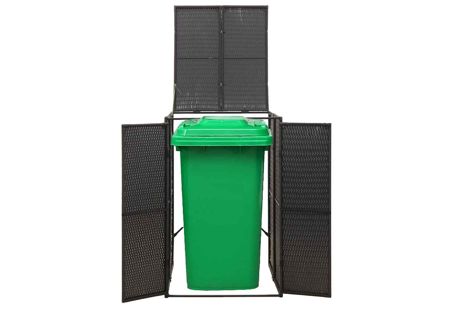 vidaXL 319860 Single Wheelie Bin Shed Black 70x80x117cm Poly Rattan-2