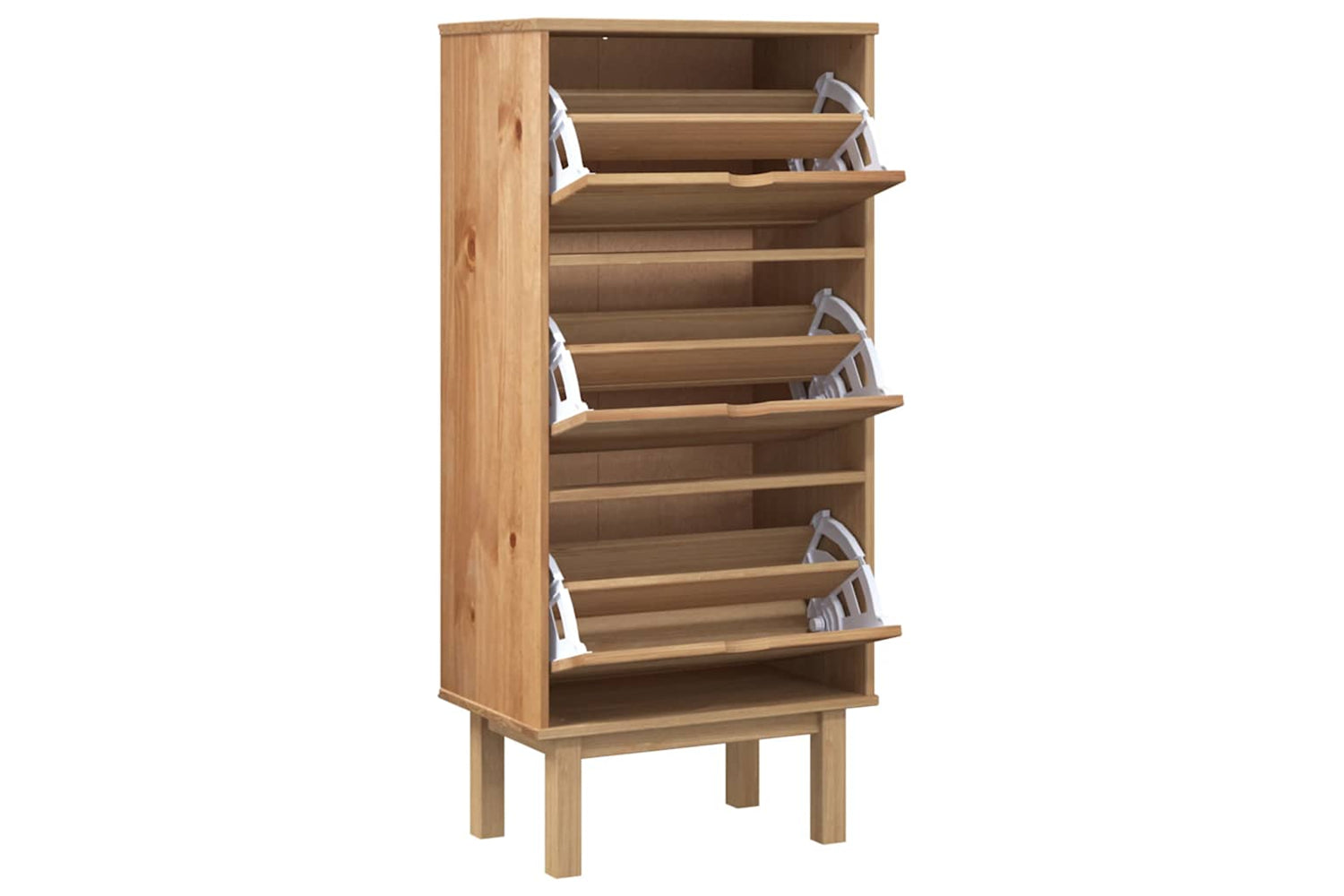 Vidaxl Shoe Cabinet Otta With 3 Drawers Brown Solid Wood Pine-2