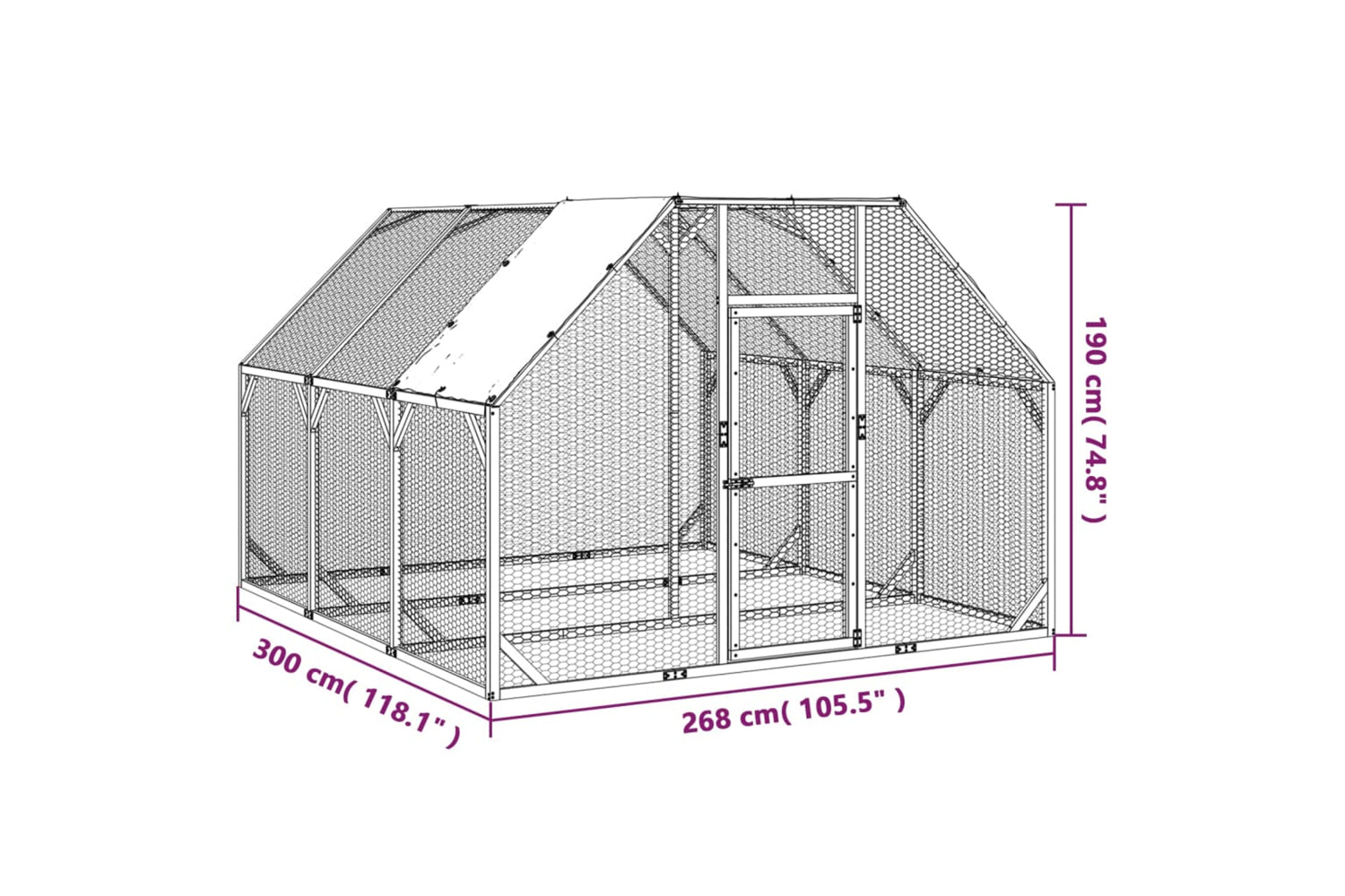 vidaXL 3102989 Chicken Coop 268x300x190cm Impregnated Solid Wood Pine-6