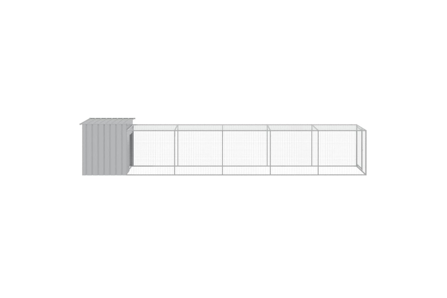 vidaXL 3189095 Chicken Cage With Run Light Grey 110x609x110cm Galvanised Steel-3