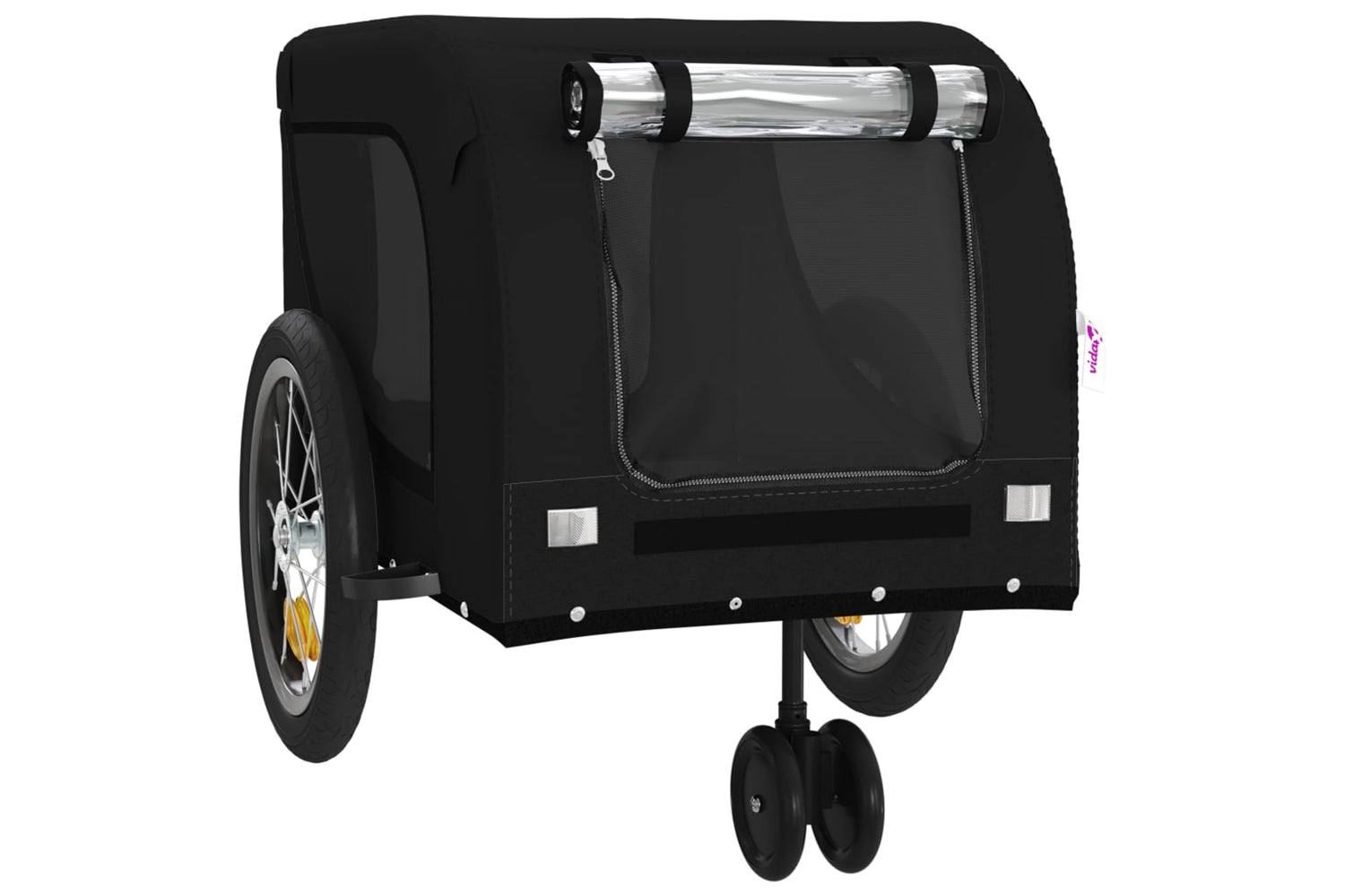 Vidaxl 94024 Pet Bike Trailer Black Oxford Fabric And Iron-3