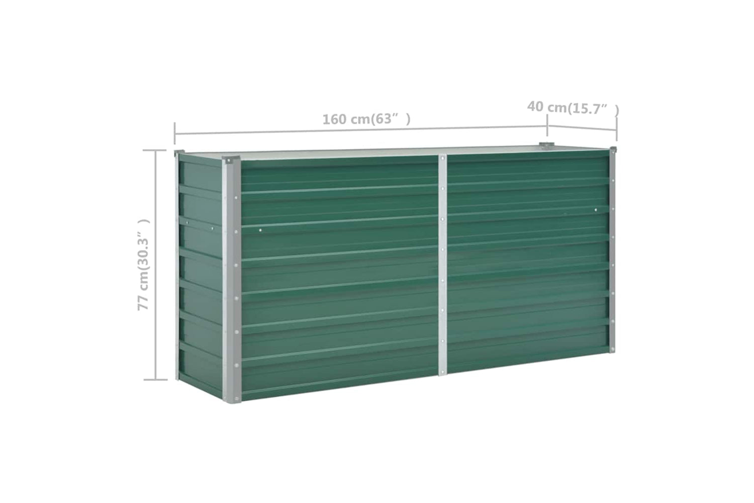 vidaXL 44849 Garden Raised Bed Galvanised Steel 160x40x77cm Green-7