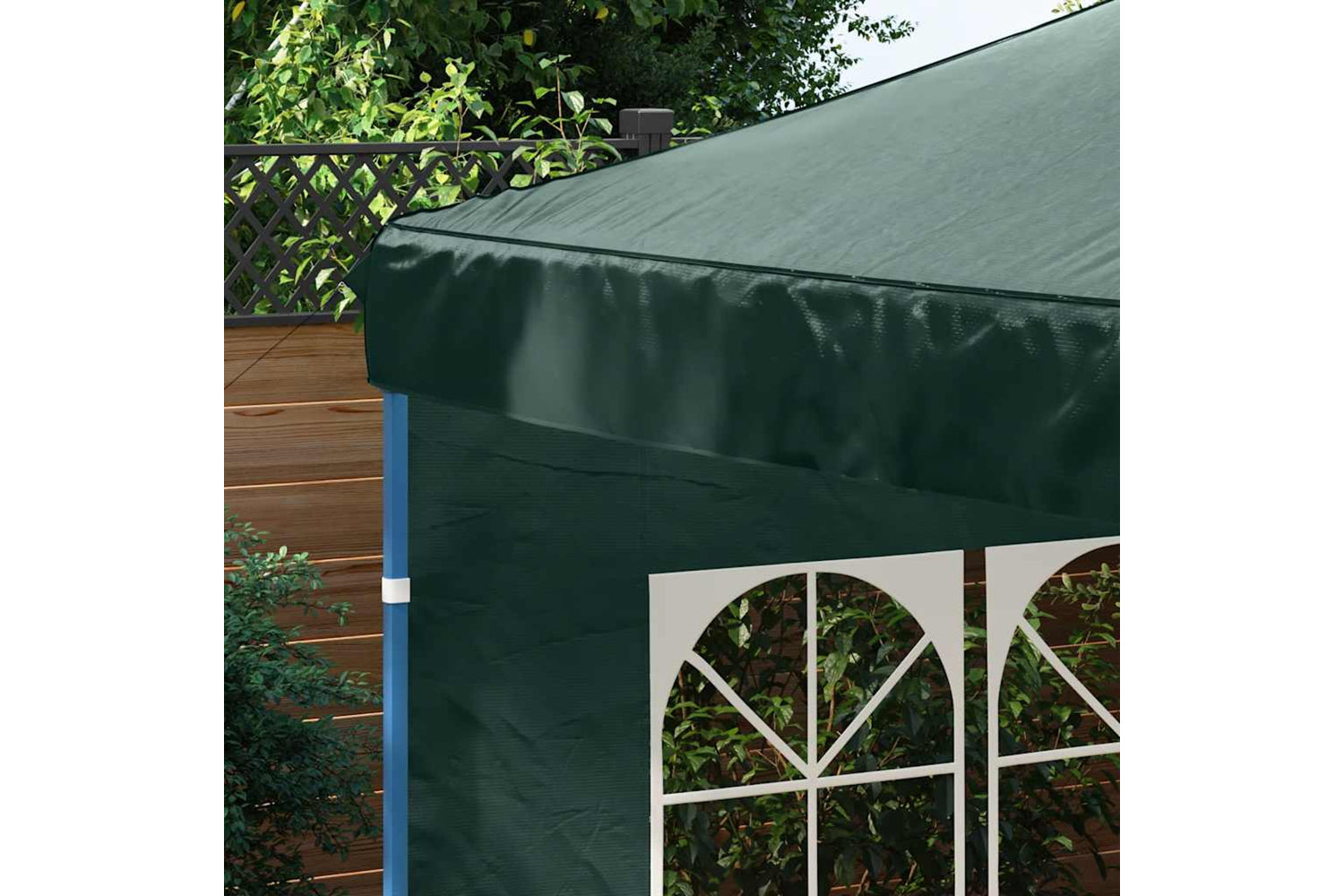 vidaXL Party Tent Sidewall 2 Pcs With Window Pe Green-3