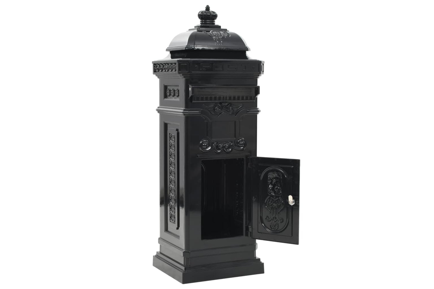 Vidaxl 43888 Pillar Letterbox Aluminium Vintage Style Rustproof Black-3
