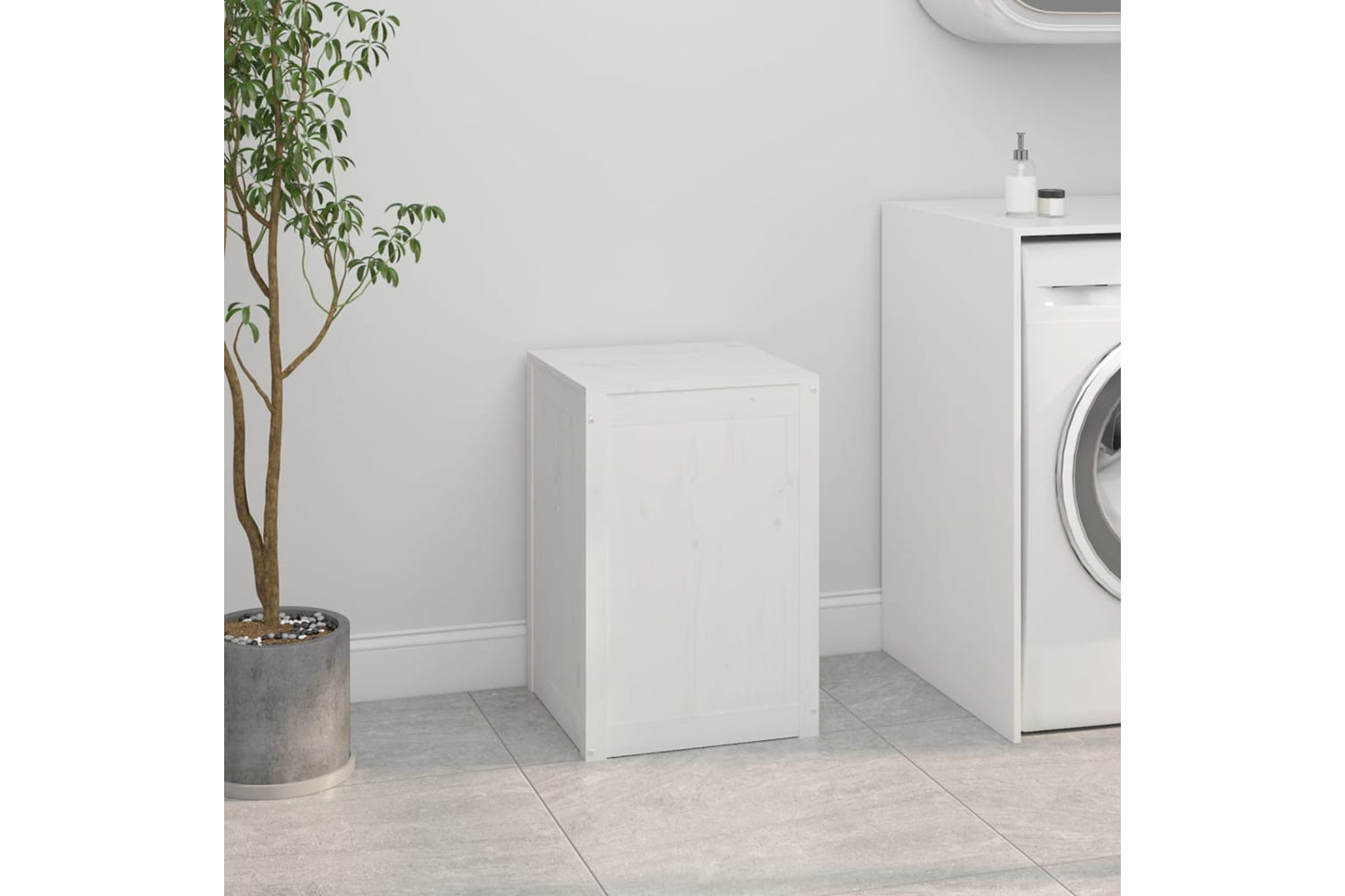 vidaXL 823565 Laundry Box White 44x44x66cm Solid Wood Pine-2