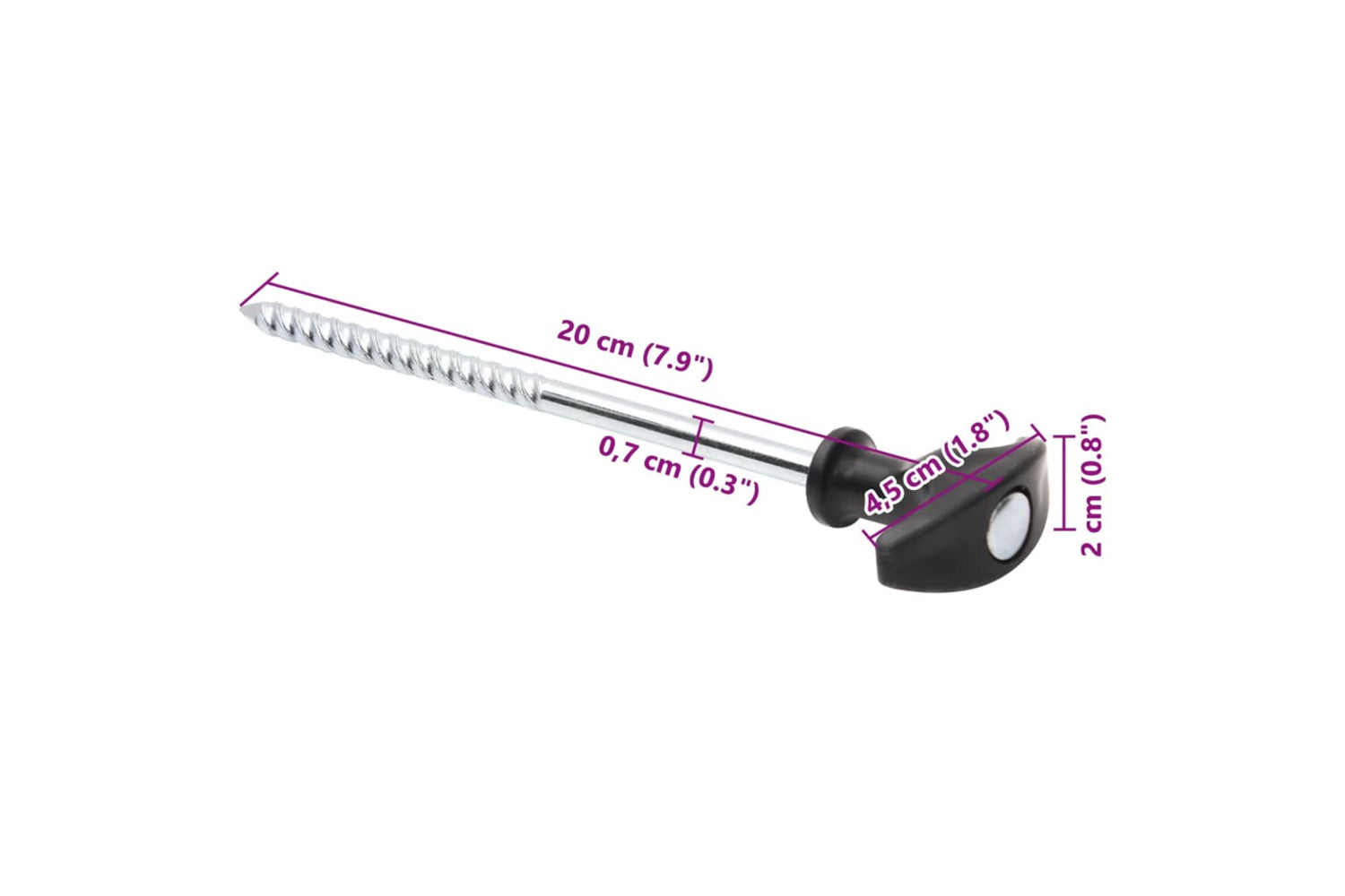 vidaXL 4009318 Tent Pegs 24 Pcs 20cm x 7mm Galvanised Steel-6