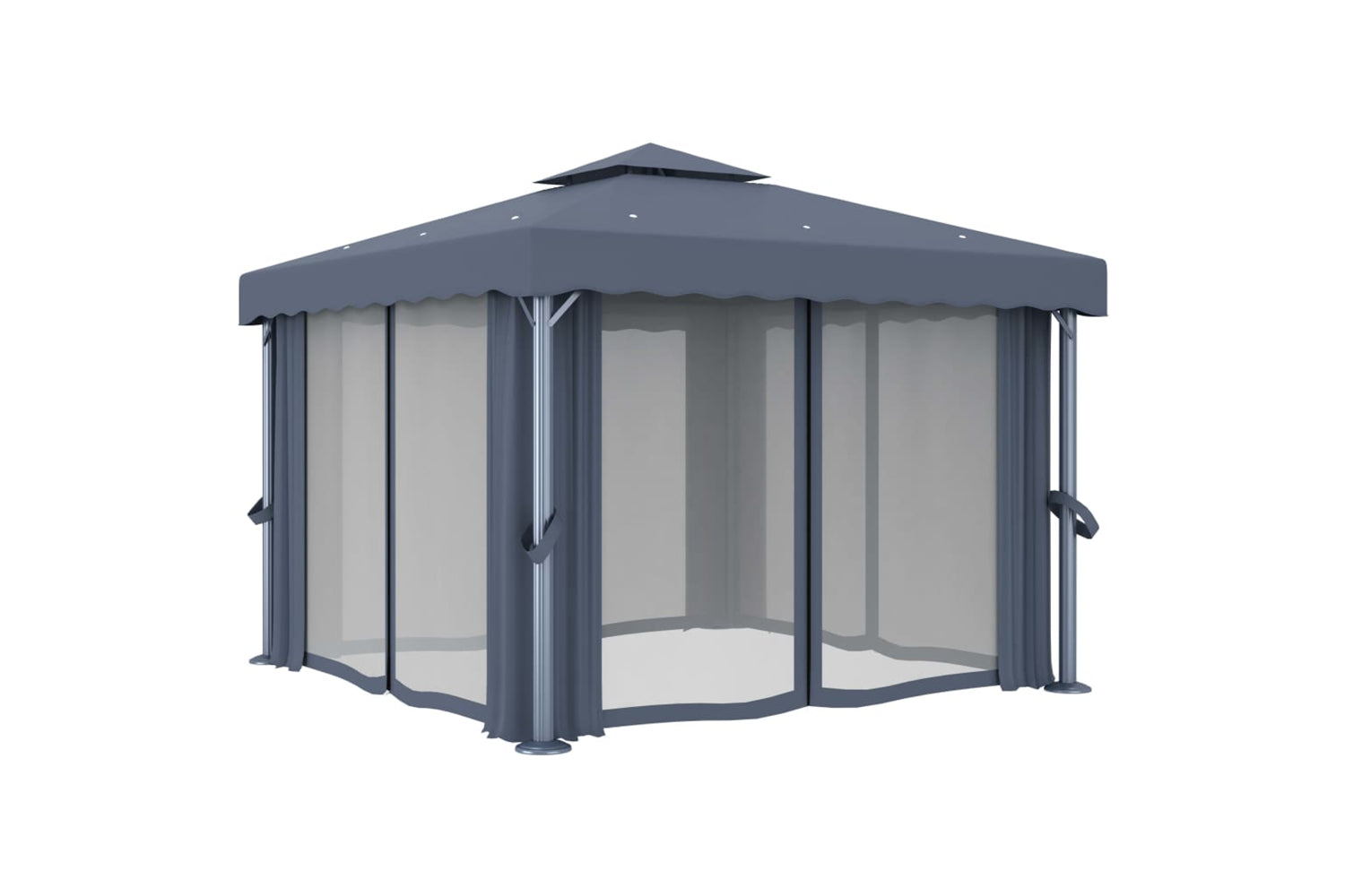 Vidaxl 3053378 Gazebo With Curtain 3x3 M Anthracite Aluminium-3