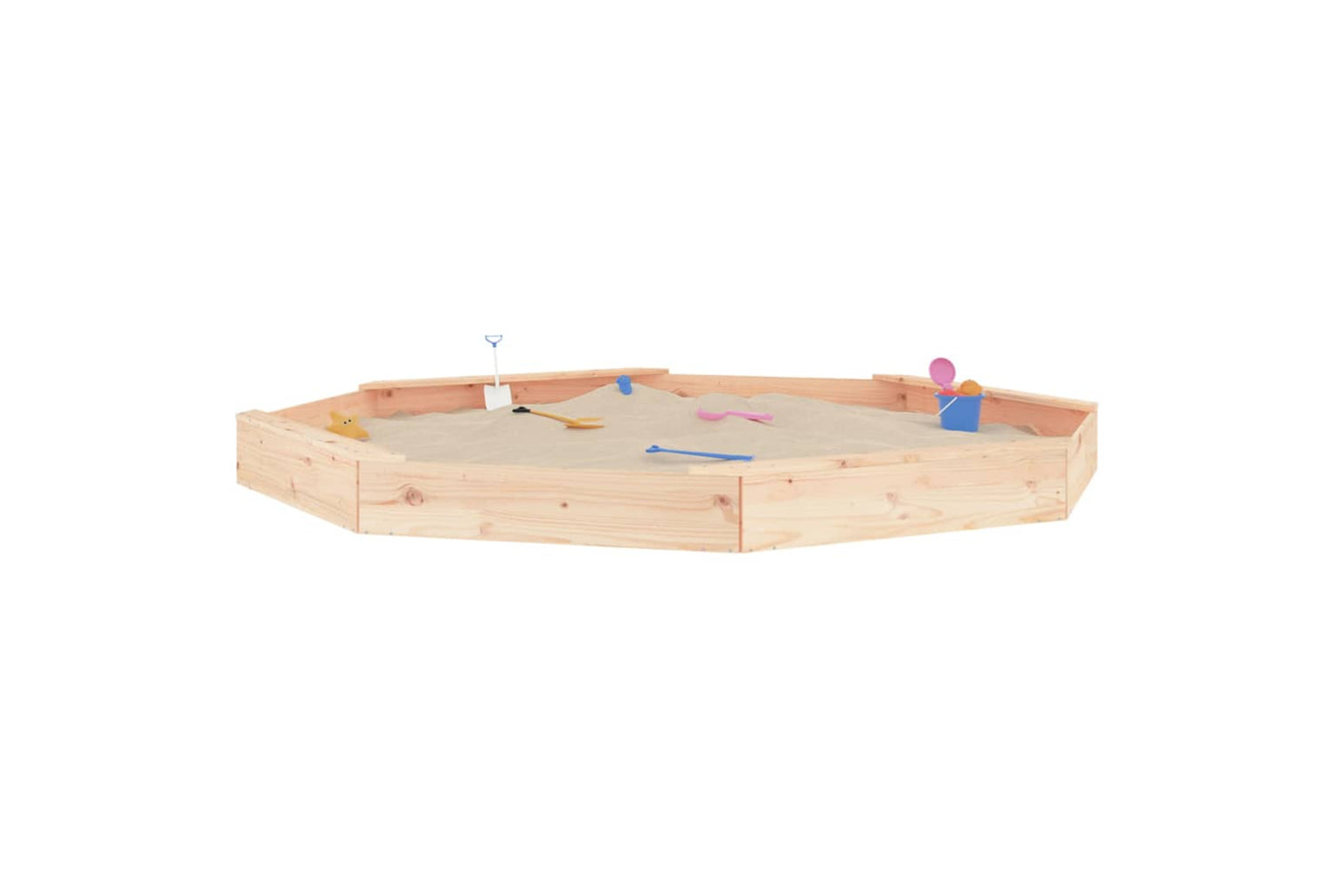 vidaXL 825023 Sandbox With Seats Octagon Solid Wood Pine-2