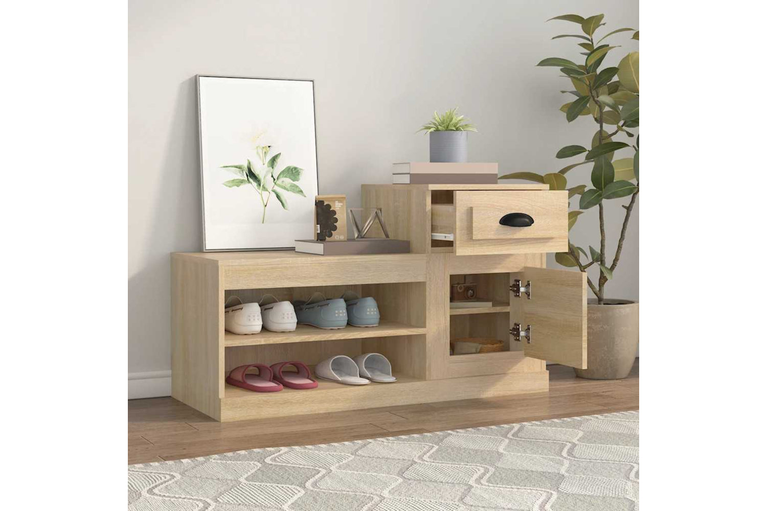 vidaXL 816419 Shoe Cabinet Sonoma Oak 100x42x60cm Engineered Wood-2