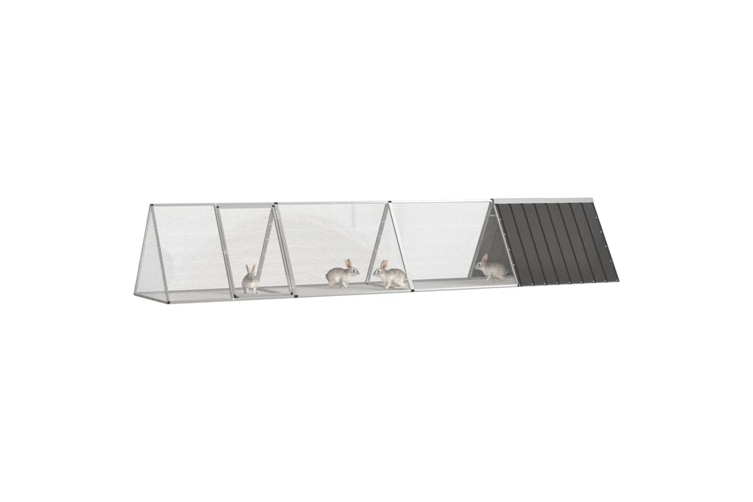 vidaXL 3106447 Rabbit Cage Anthracite 403.5x80.5x71cm Galvanised Steel-2