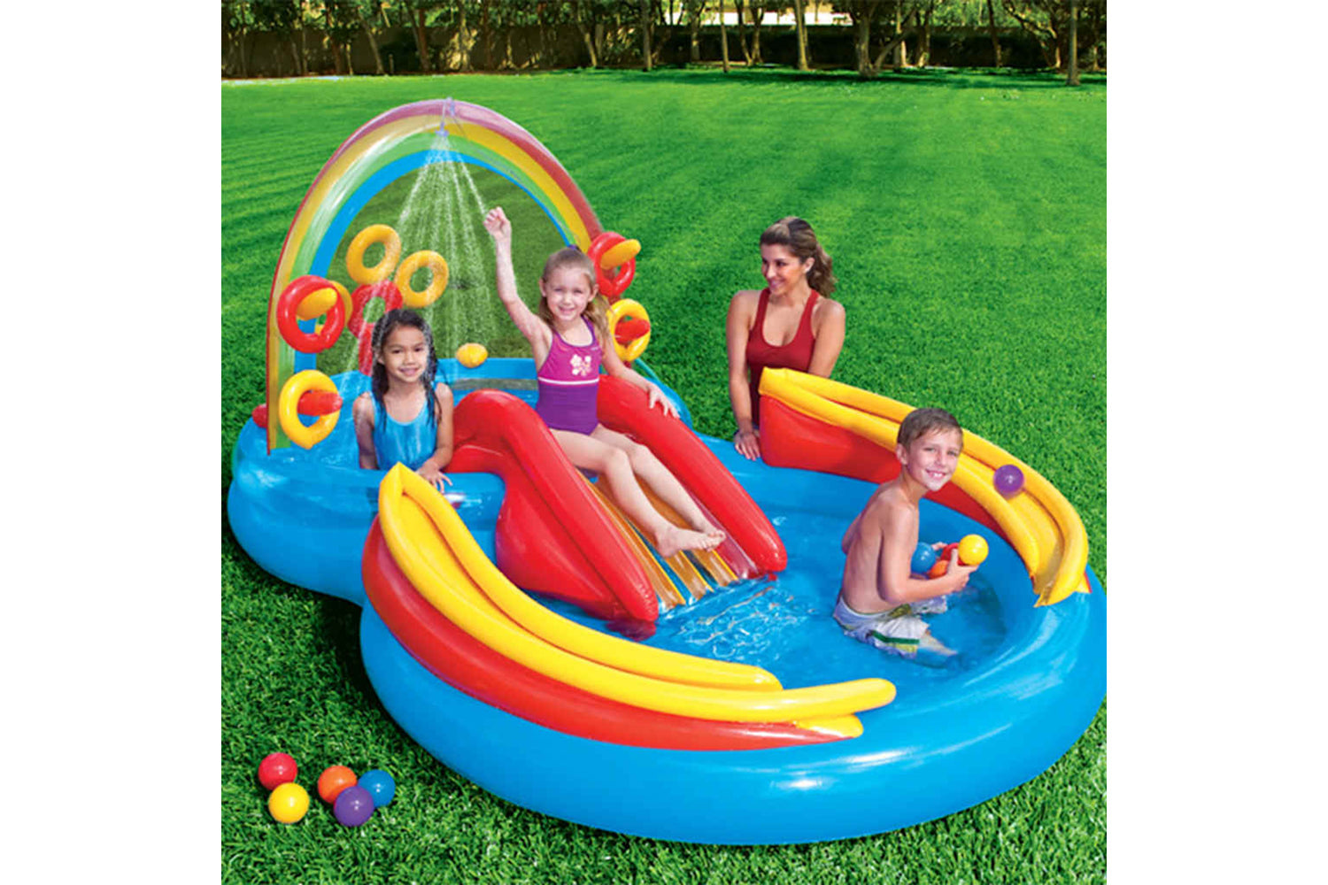 Intex Inflatable Pool Rainbow Ring Play Center 297x193 X135 Cm 57453np-2