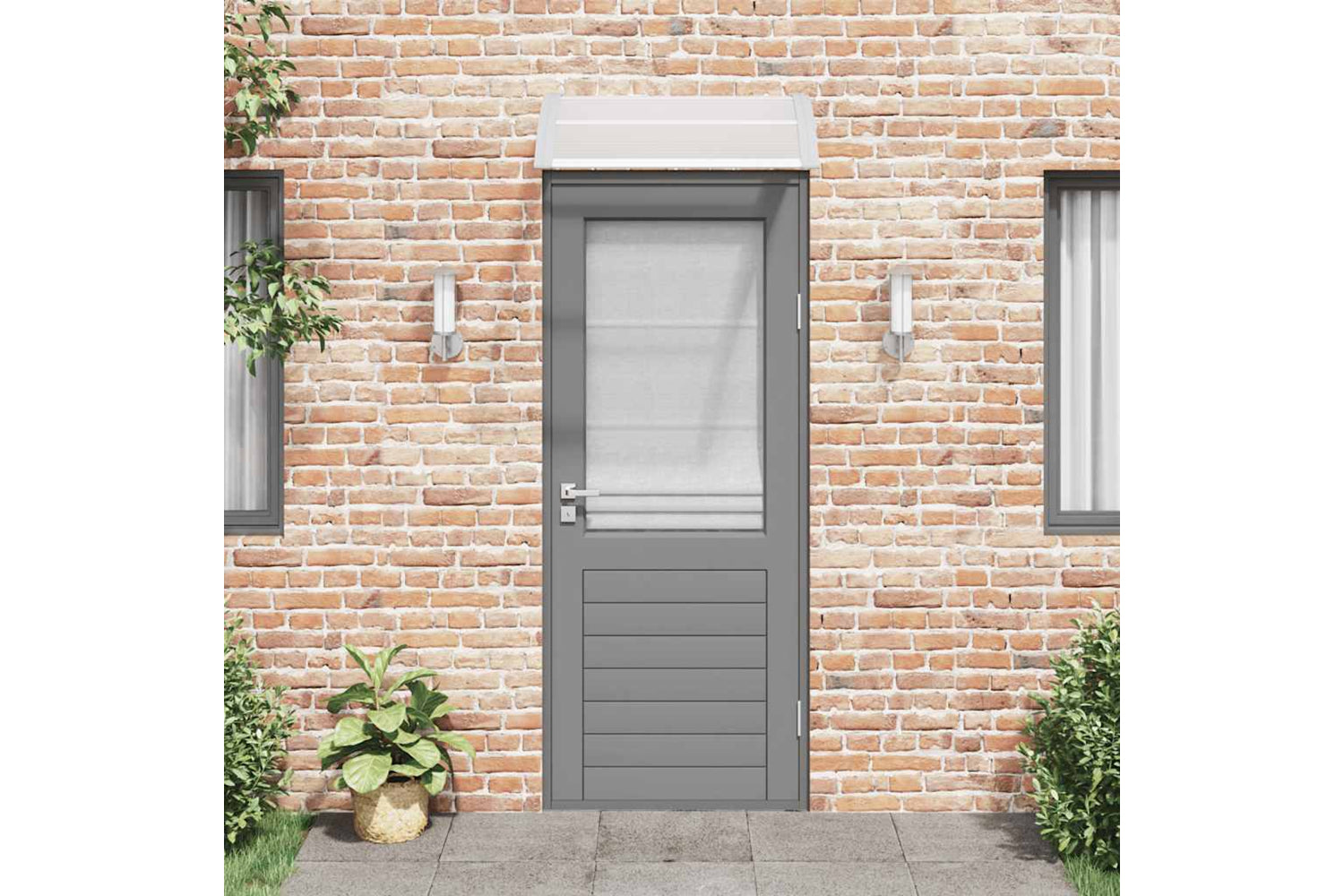 vidaXL 153586 Door Canopy Grey And Transparent 80x80cm Polycarbonate-2