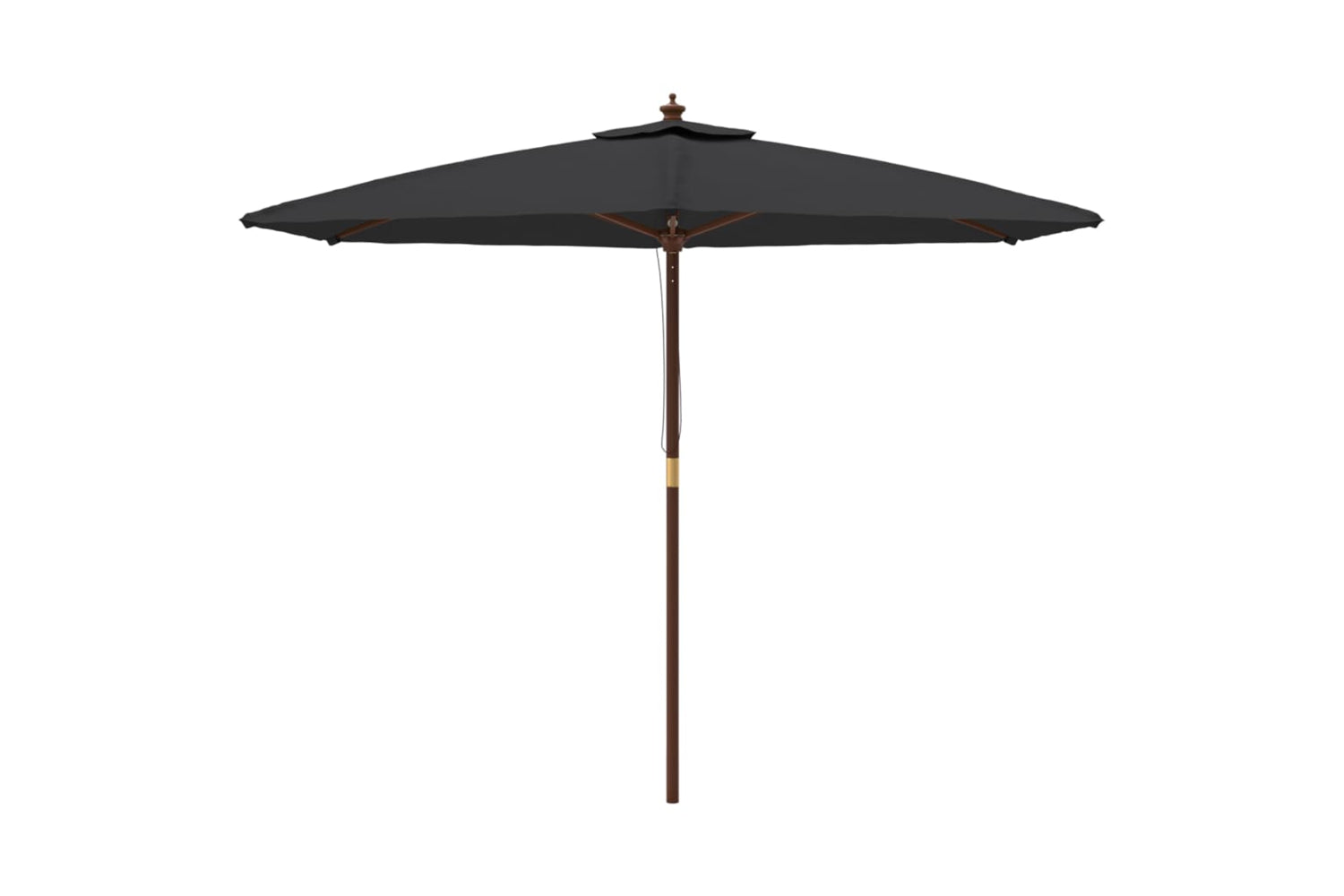 vidaXL 363173 Garden Parasol With Wooden Pole Black 299x240cm-2