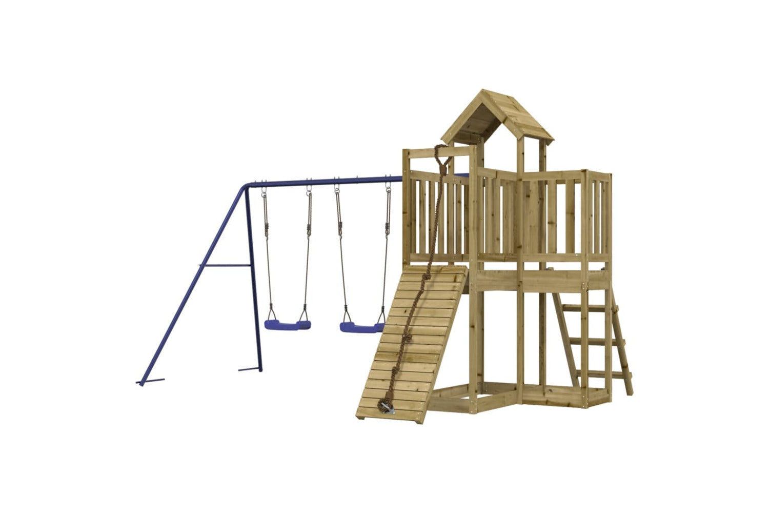 Vidaxl 3155839 Playhouse With Climbing Wall Swings Impregnated Wood Pine-3