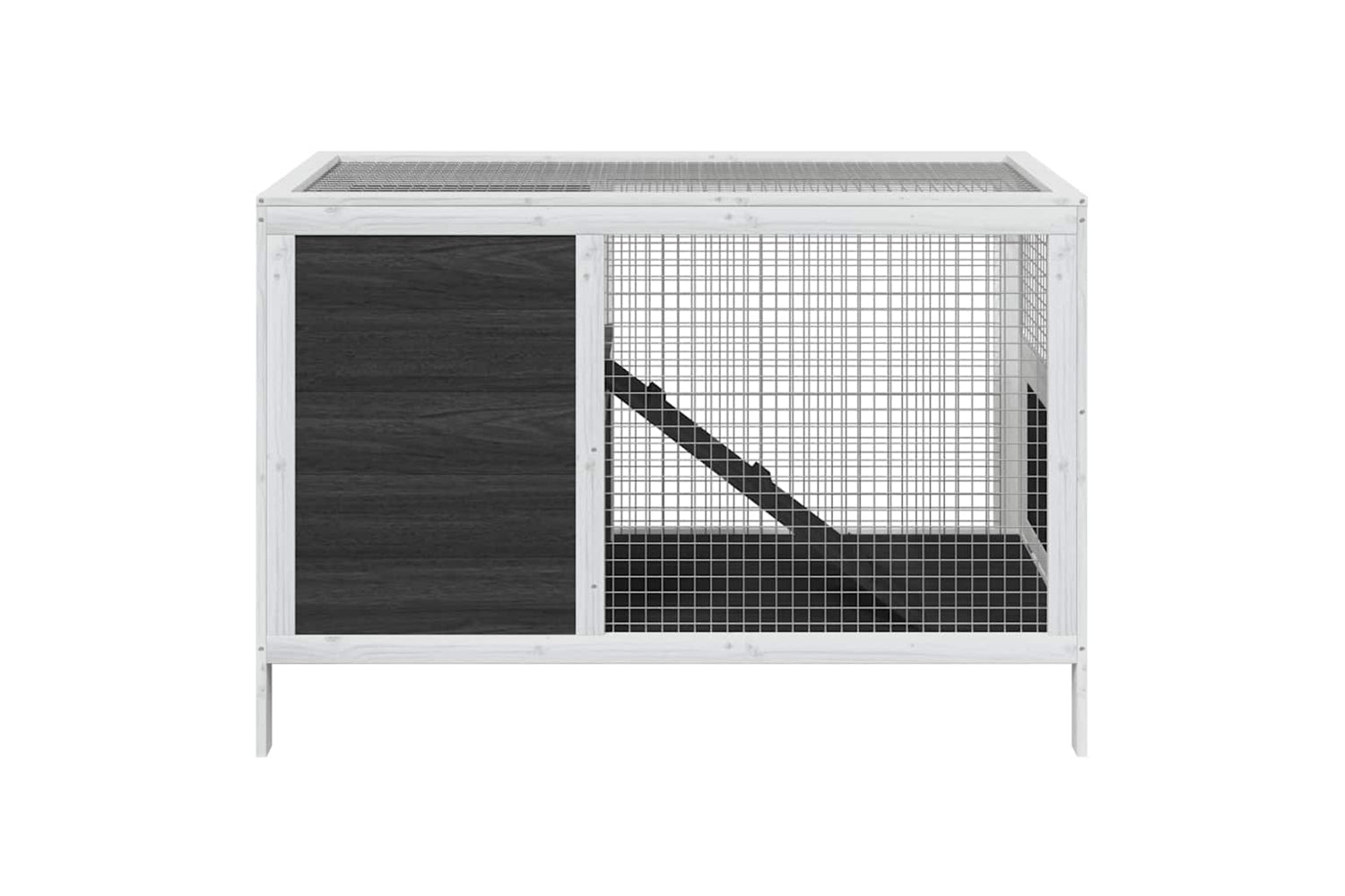 Vidaxl Rabbit Hutch Grey 103x44x69.5 Cm Solid Wood Pine-2