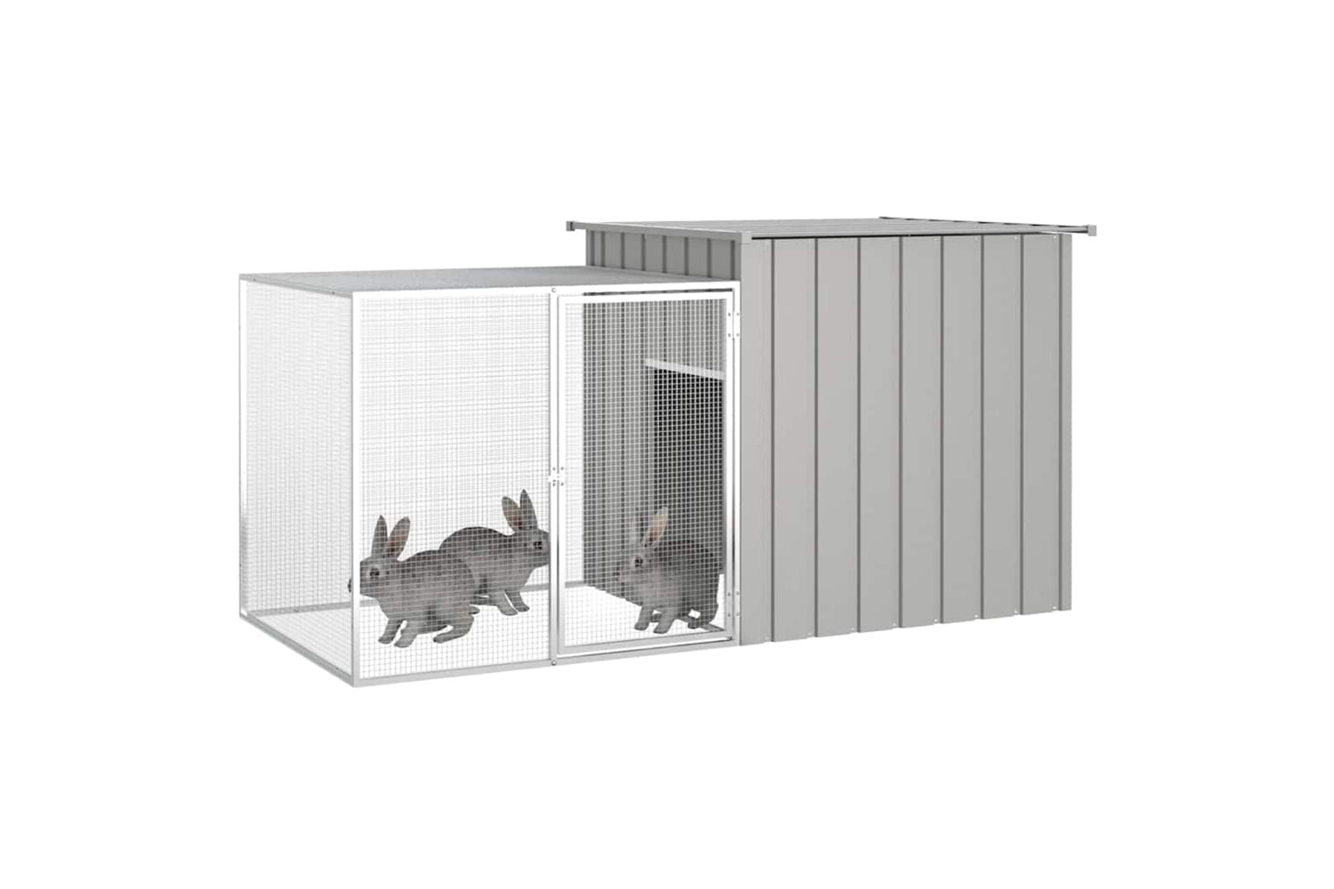 vidaXL 3155528 Rabbit Cage Grey 200x91x100cm Galvanised Steel-2
