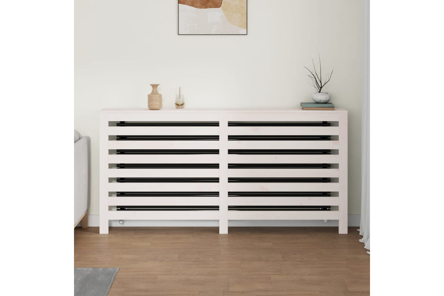 vidaXL 822607 Radiator Cover White 169x19x84cm Solid Wood Pine-2