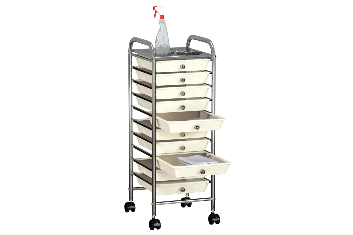 Vidaxl 320403 10-drawer Mobile Storage Trolley White Plastic-2