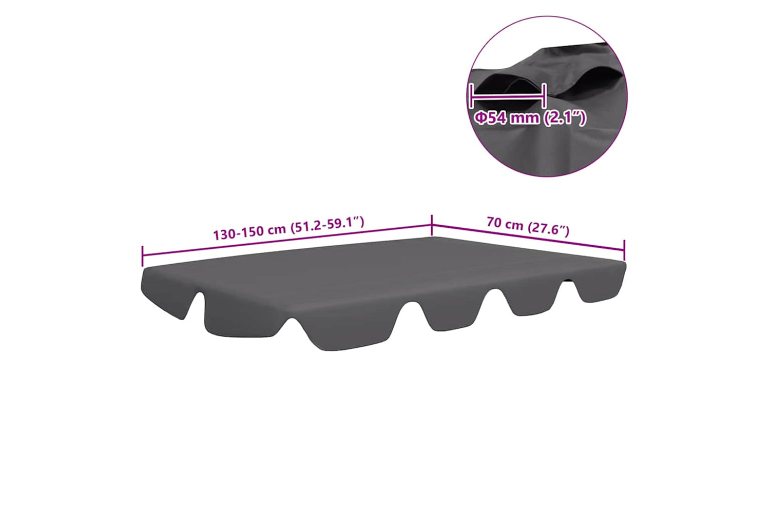Vidaxl Replacement Canopy For Garden Swing Anthracite 150/130x105/70cm-5