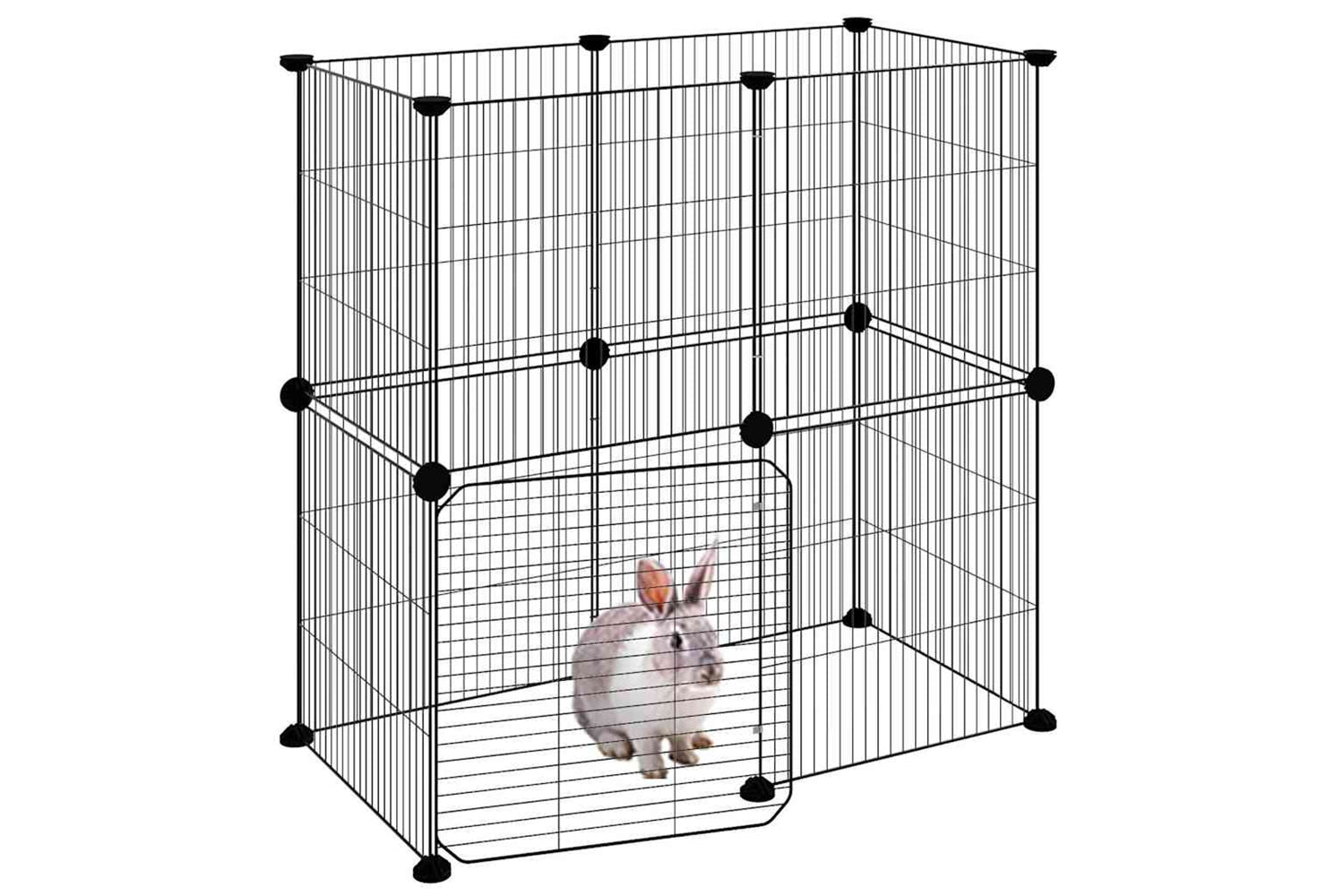 vidaXL 3114036 12-panel Pet Cage With Door Black 35x35cm Steel-2