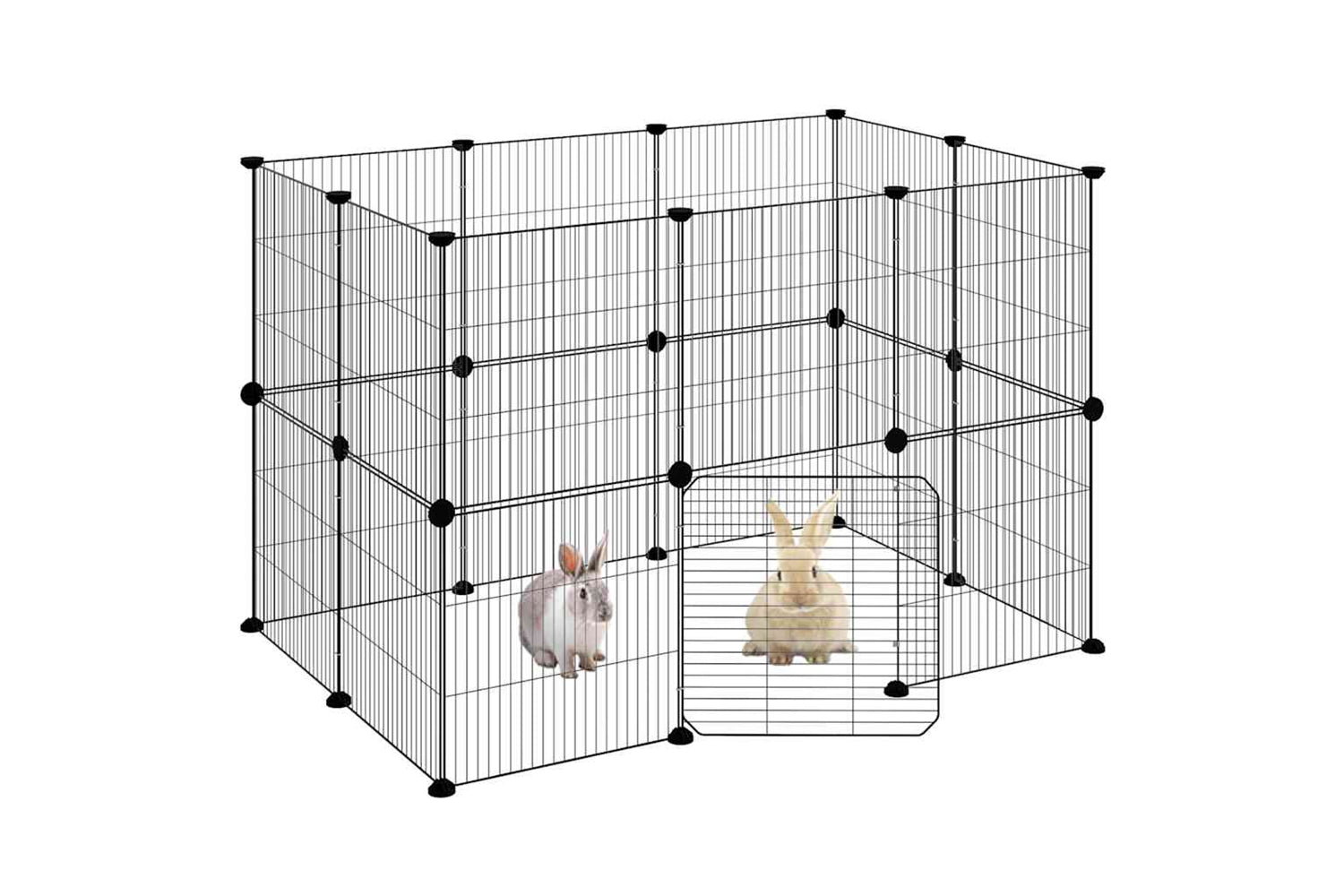 vidaXL 3114043 20-panel Pet Cage With Door Black 35x35cm Steel-2