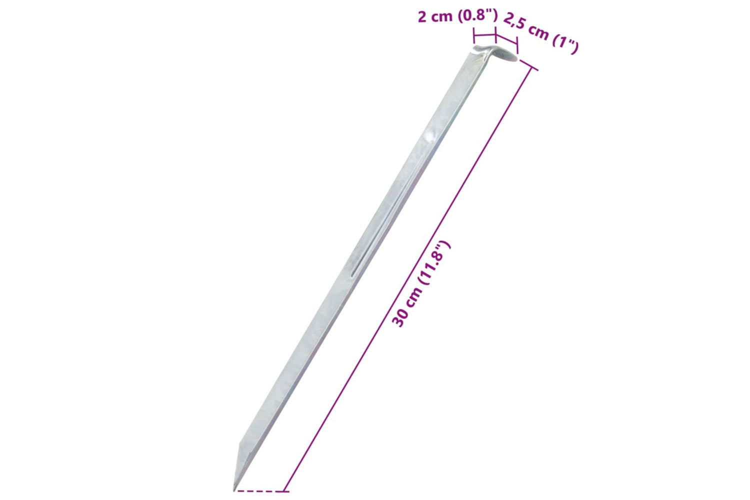 vidaXL 4009338 Tent Pegs 24 Pcs 30cm x 20mm Galvanised Steel-7