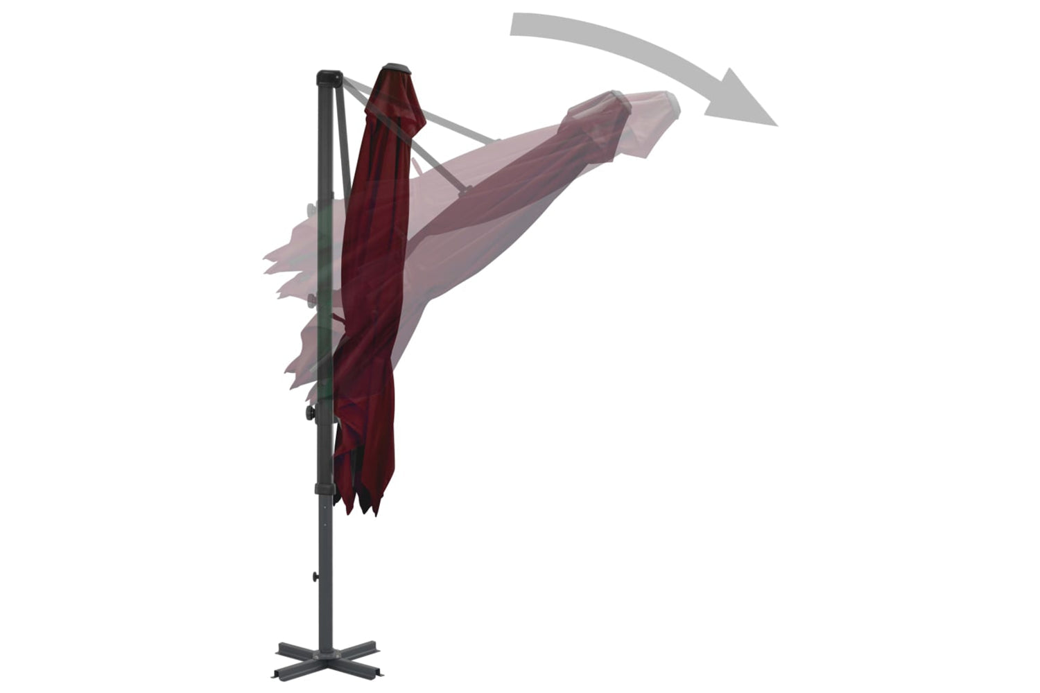 vidaXL 312304 Cantilever Umbrella With Aluminium Pole Bordeaux Red 250x250cm-4