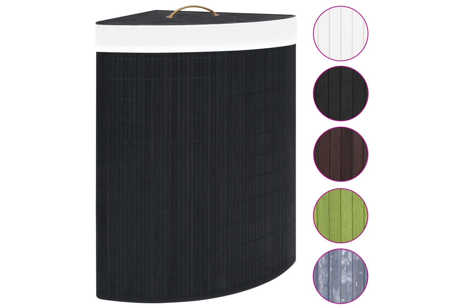 Vidaxl 320762 Bamboo Corner Laundry Basket Black 60 L-2
