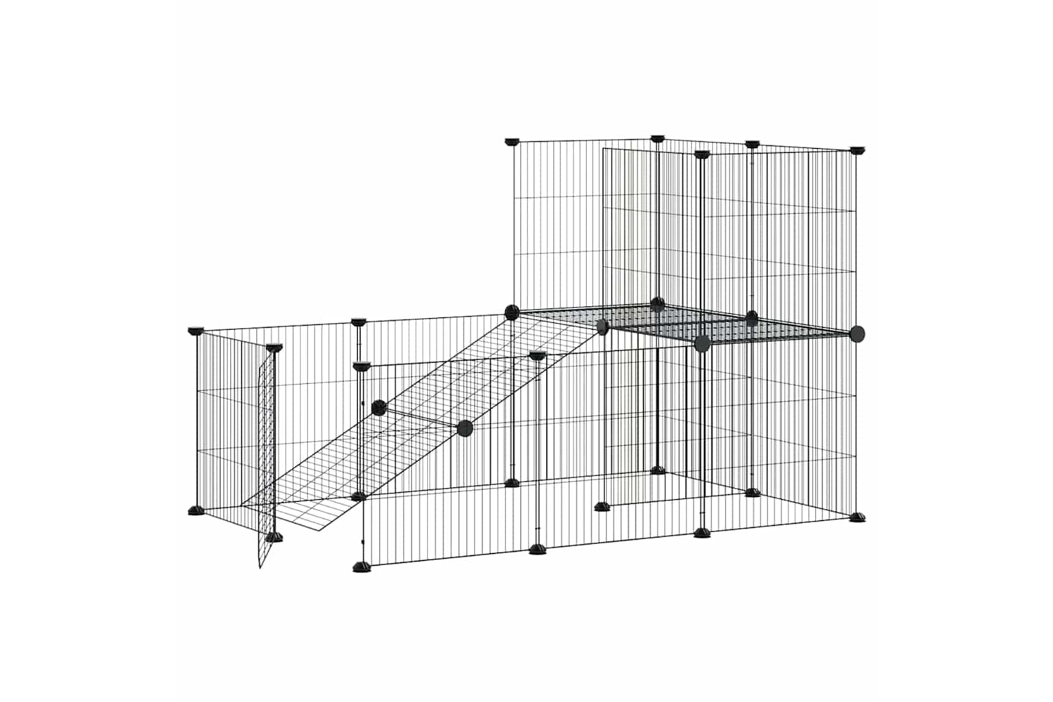 vidaXL 3114061 20-panel Pet Cage With Door Black 35x35cm Steel-2