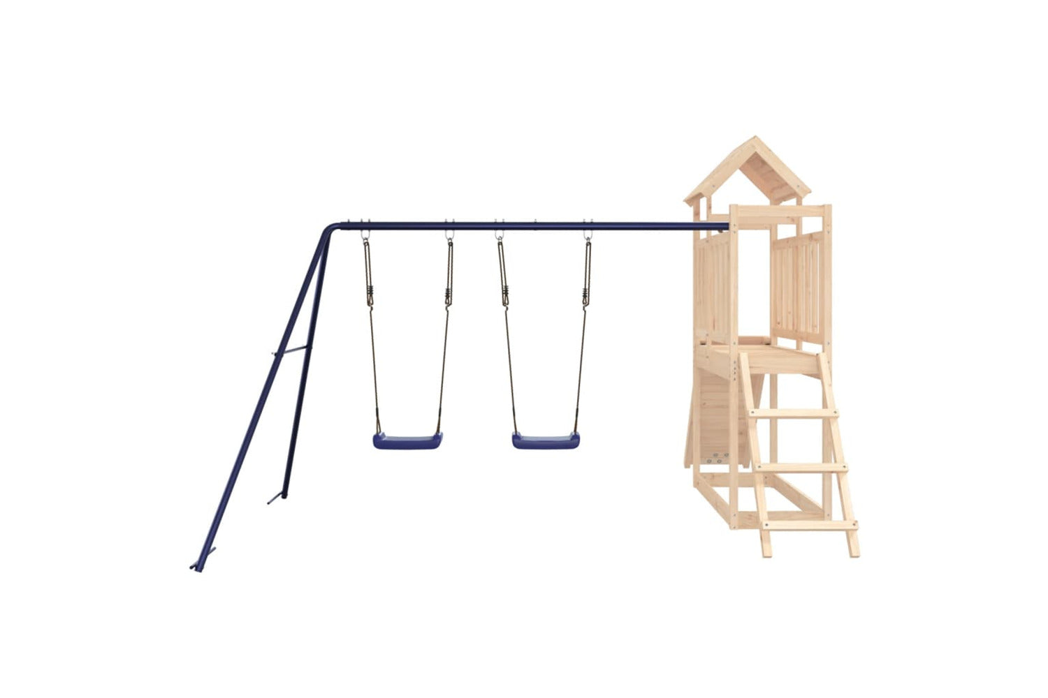 Vidaxl 3155873 Playhouse With Swings Climbing Wall Solid Wood Pine-7