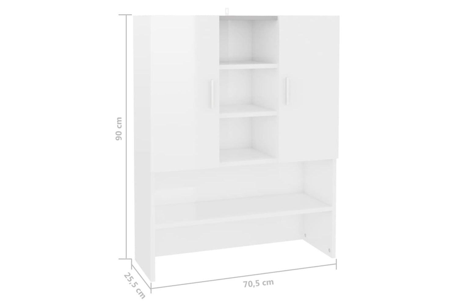 vidaXL 808392 Washing Machine Cabinet High Gloss White 70.5x25.5x90cm-4