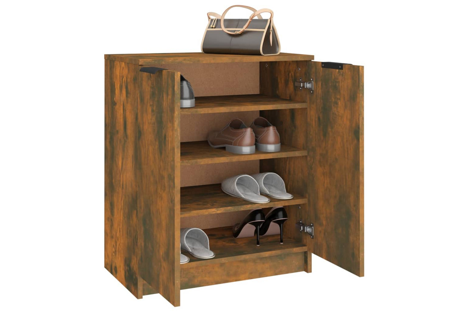 vidaXL 817102 Shoe Cabinet Smoked Oak 59x35x70cm Engineered Wood-7
