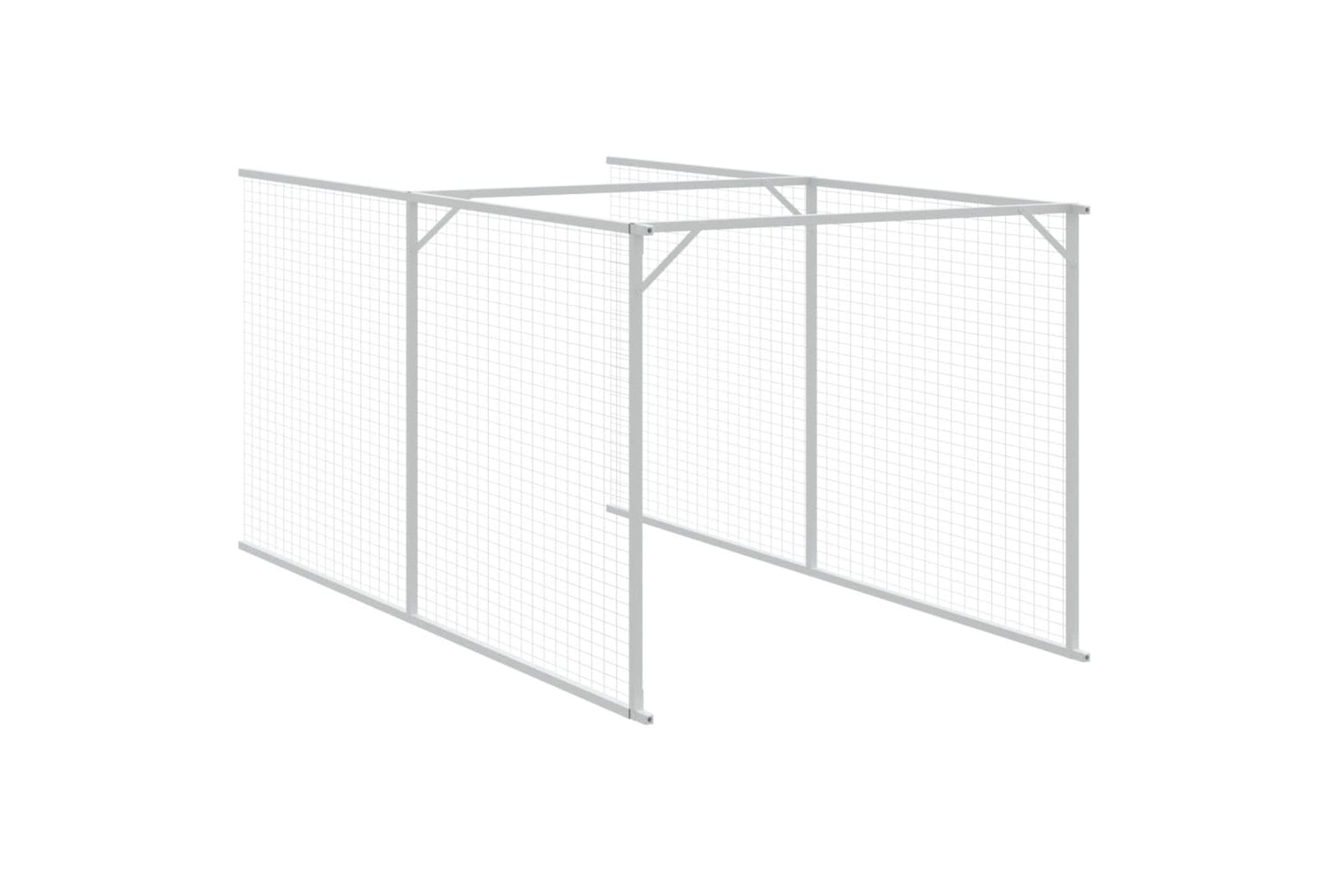vidaXL 3189065 Dog House With Roof Light Grey 117x609x123cm Galvanised Steel-7