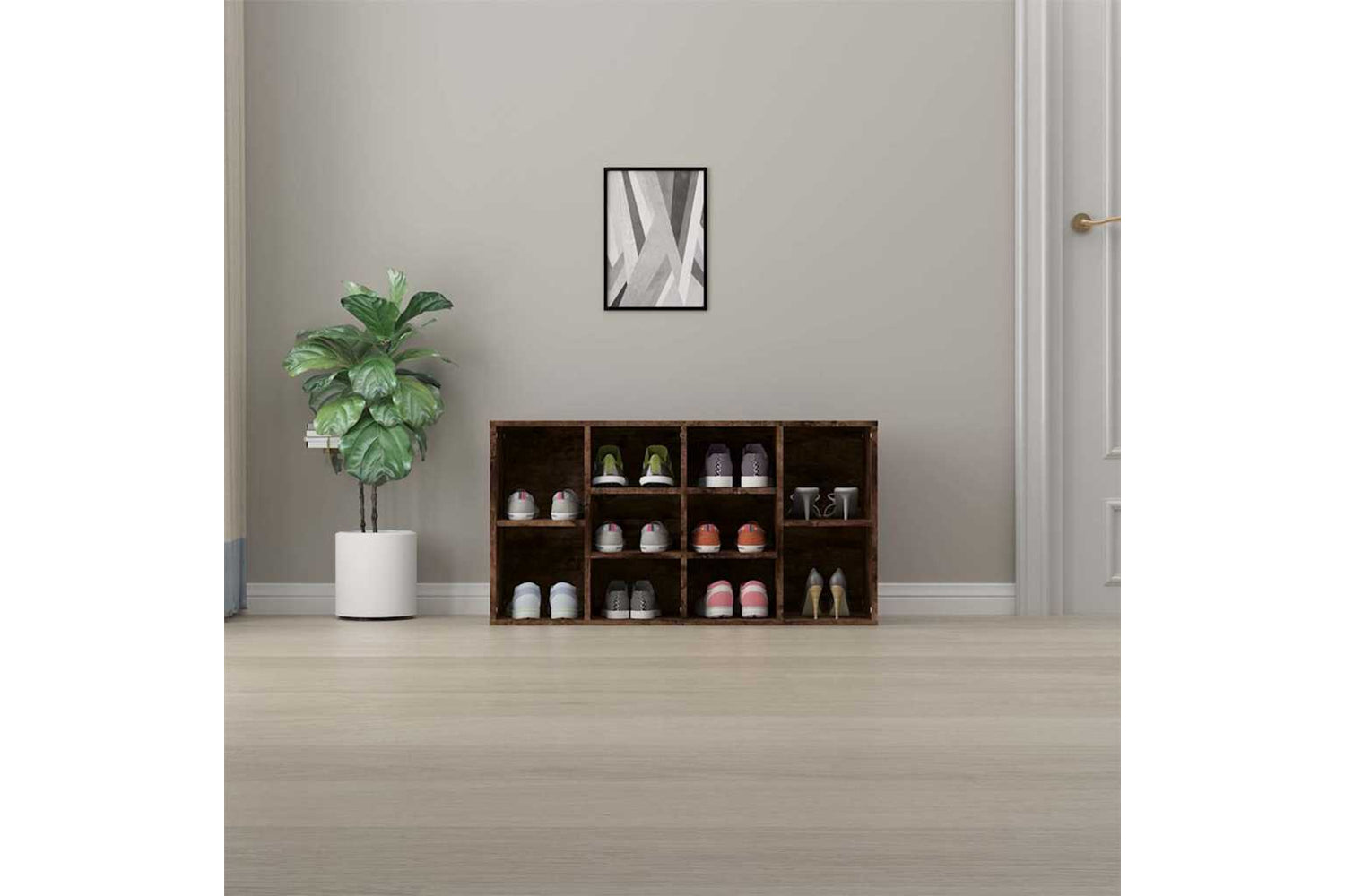 vidaXL 826369 Shoe Bench Smoked Oak 103x30x54.5cm Engineered Wood-2