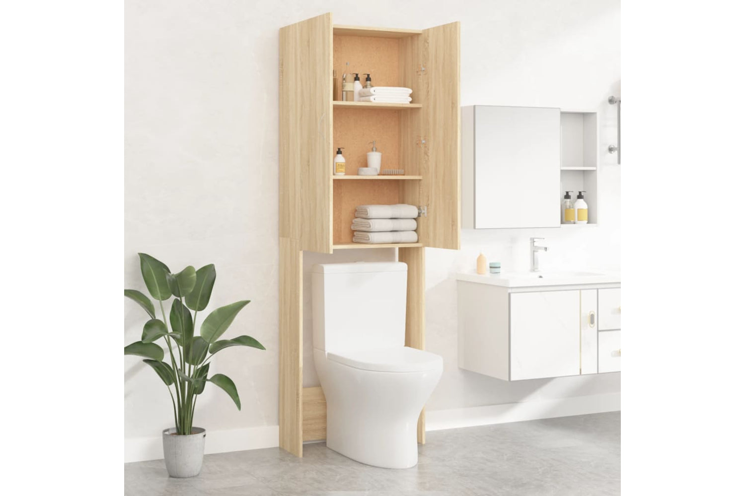 vidaXL Washing Machine Cabinet Sonoma Oak 64x25.5x190cm-7