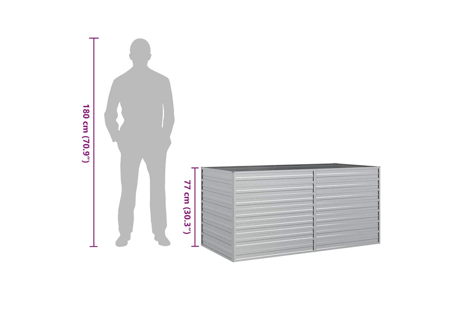 Vidaxl Garden Raised Bed 160x80x77 Cm Galvanized Steel Silver-8