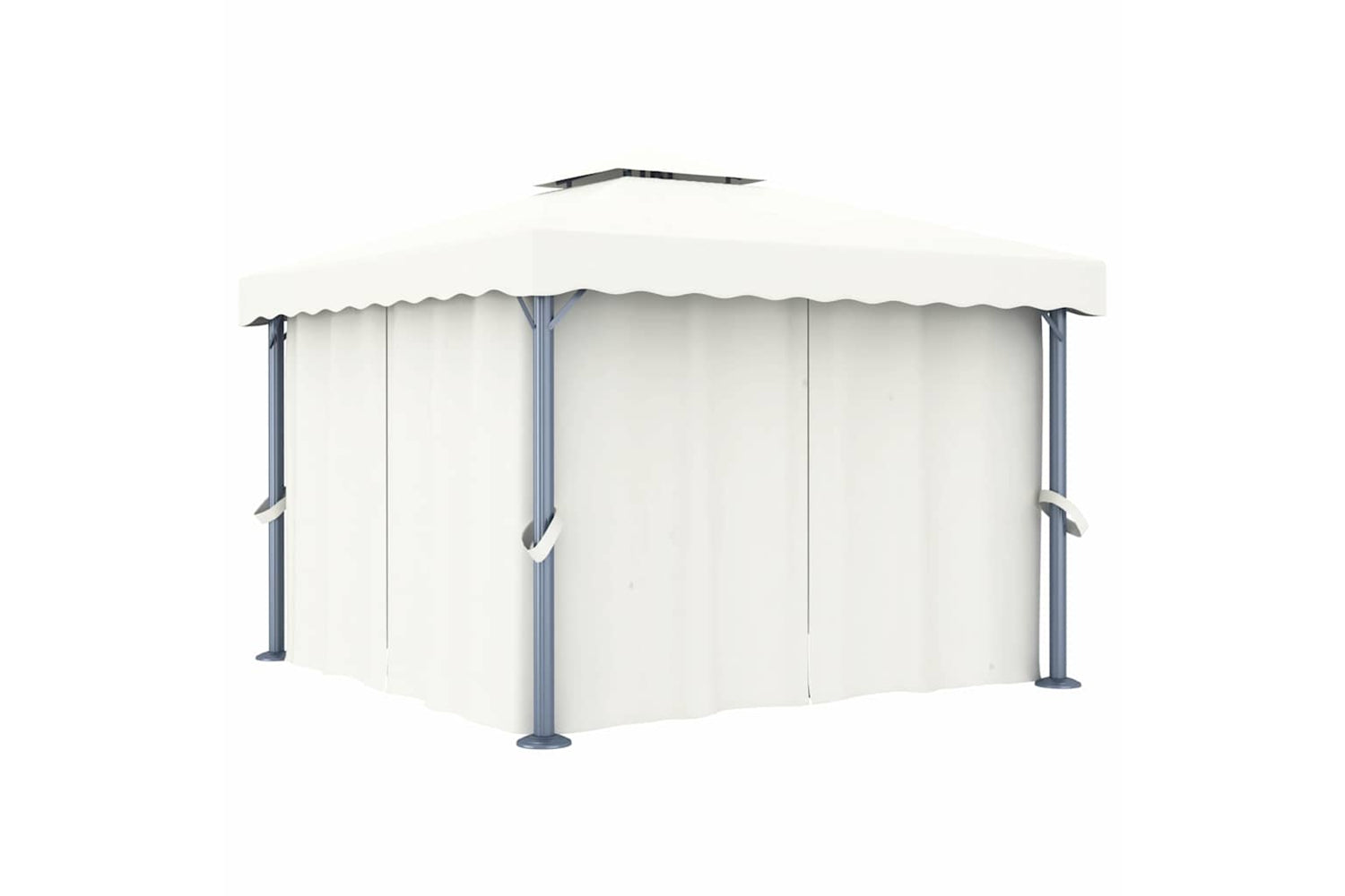 Vidaxl Gazebo With Curtain&led String Lights 3x3 M Cream White-2