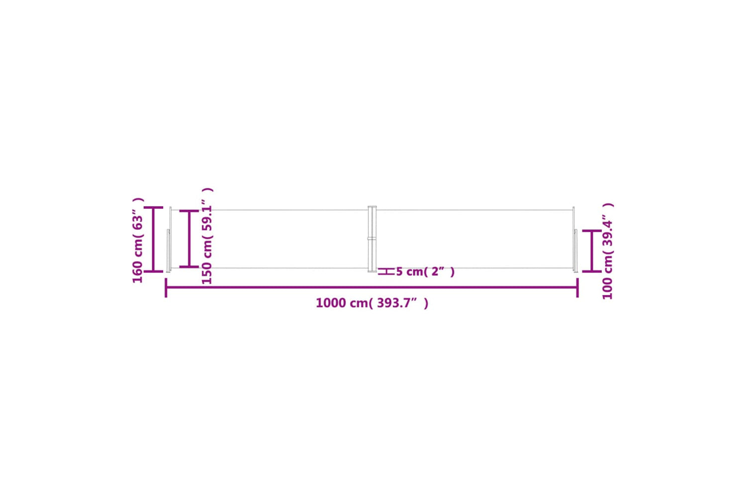 vidaXL 318030 Retractable Side Awning Black 160x1000cm-7