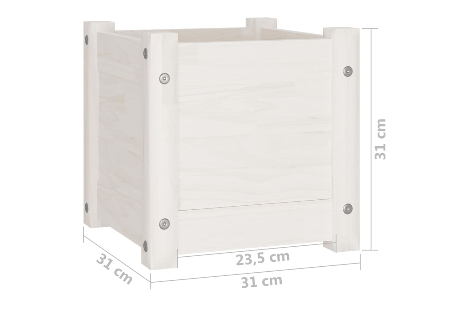 vidaXL 810524 Garden Planter White 31x31x31cm Solid Pinewood-7