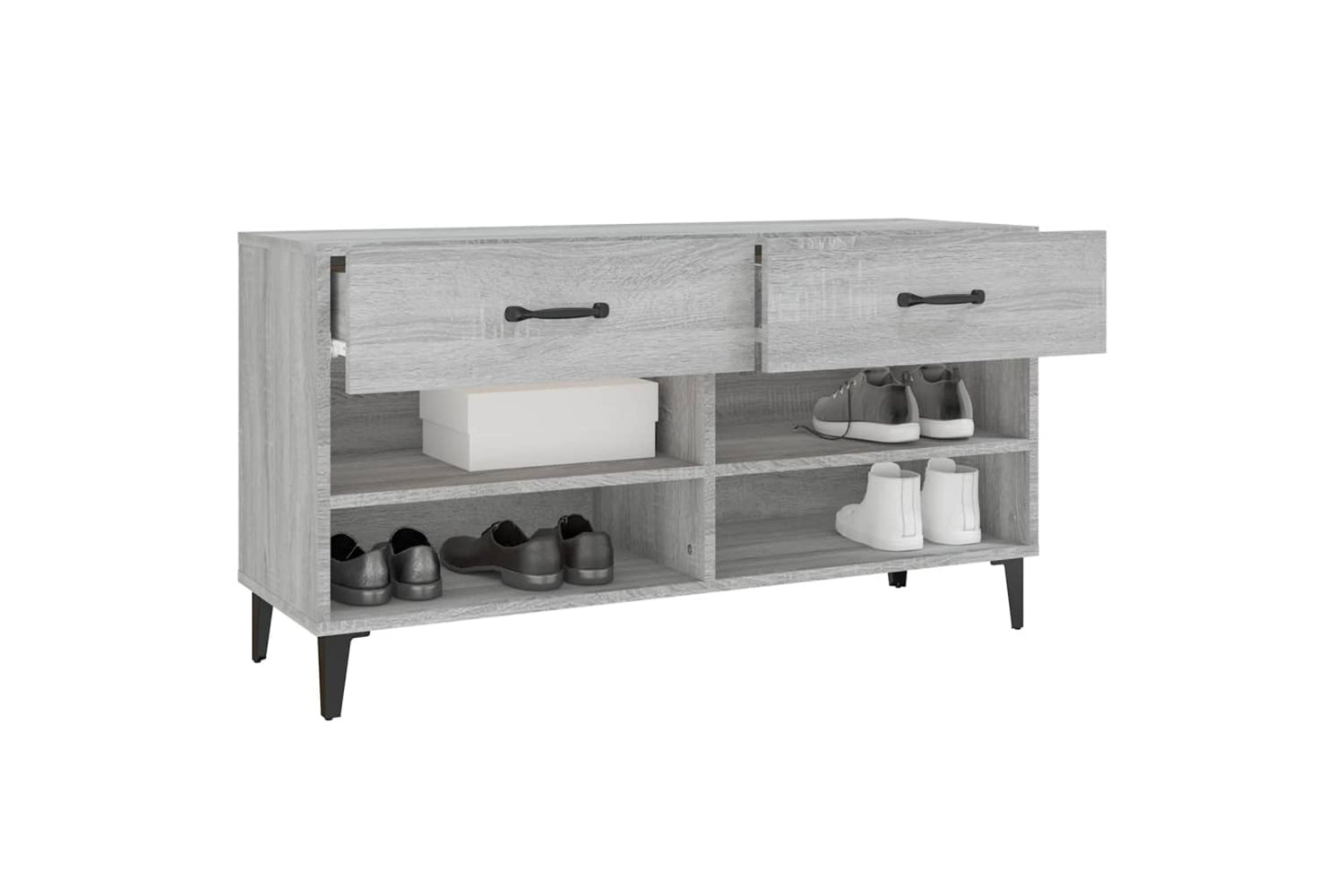 vidaXL 817571 Shoe Cabinet Grey Sonoma 102x35x55cm Engineered Wood-4