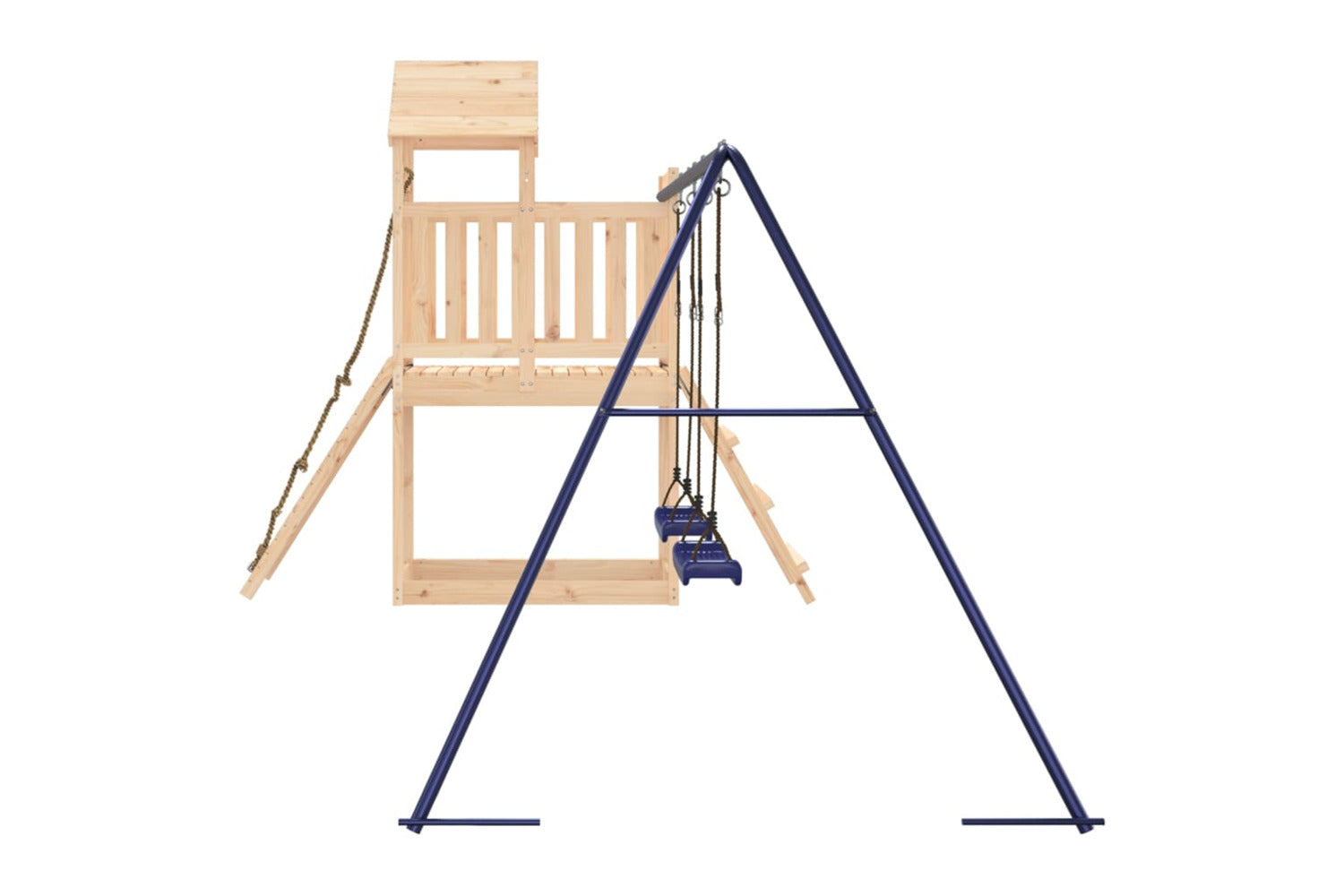Vidaxl 3155873 Playhouse With Swings Climbing Wall Solid Wood Pine-6